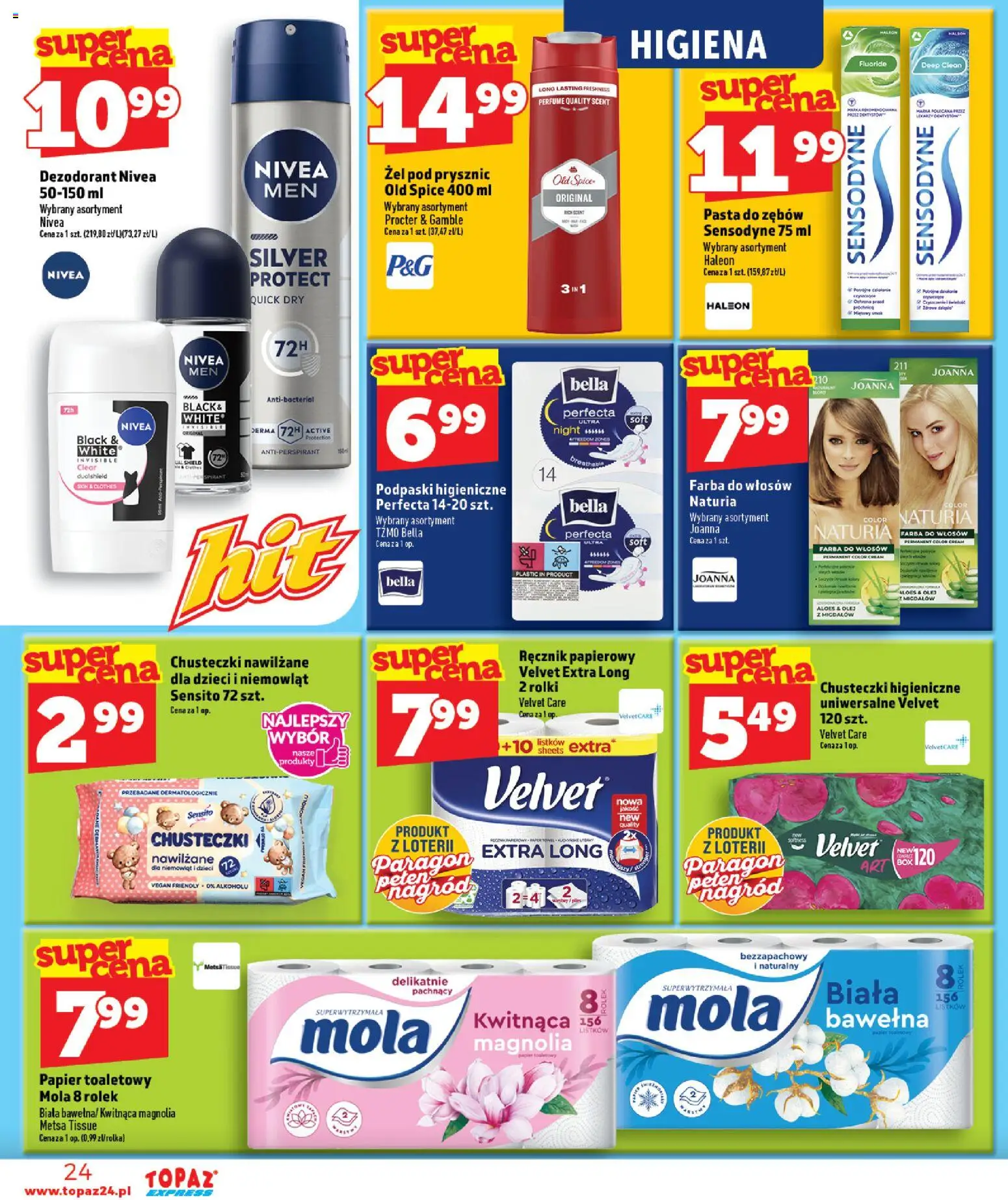 Topaz gazetka - Express od 03.09.2026 | Strona: 24 | Produkty: Chusteczki higieniczne, Podpaski, Dezodorant, Ręcznik papierowy