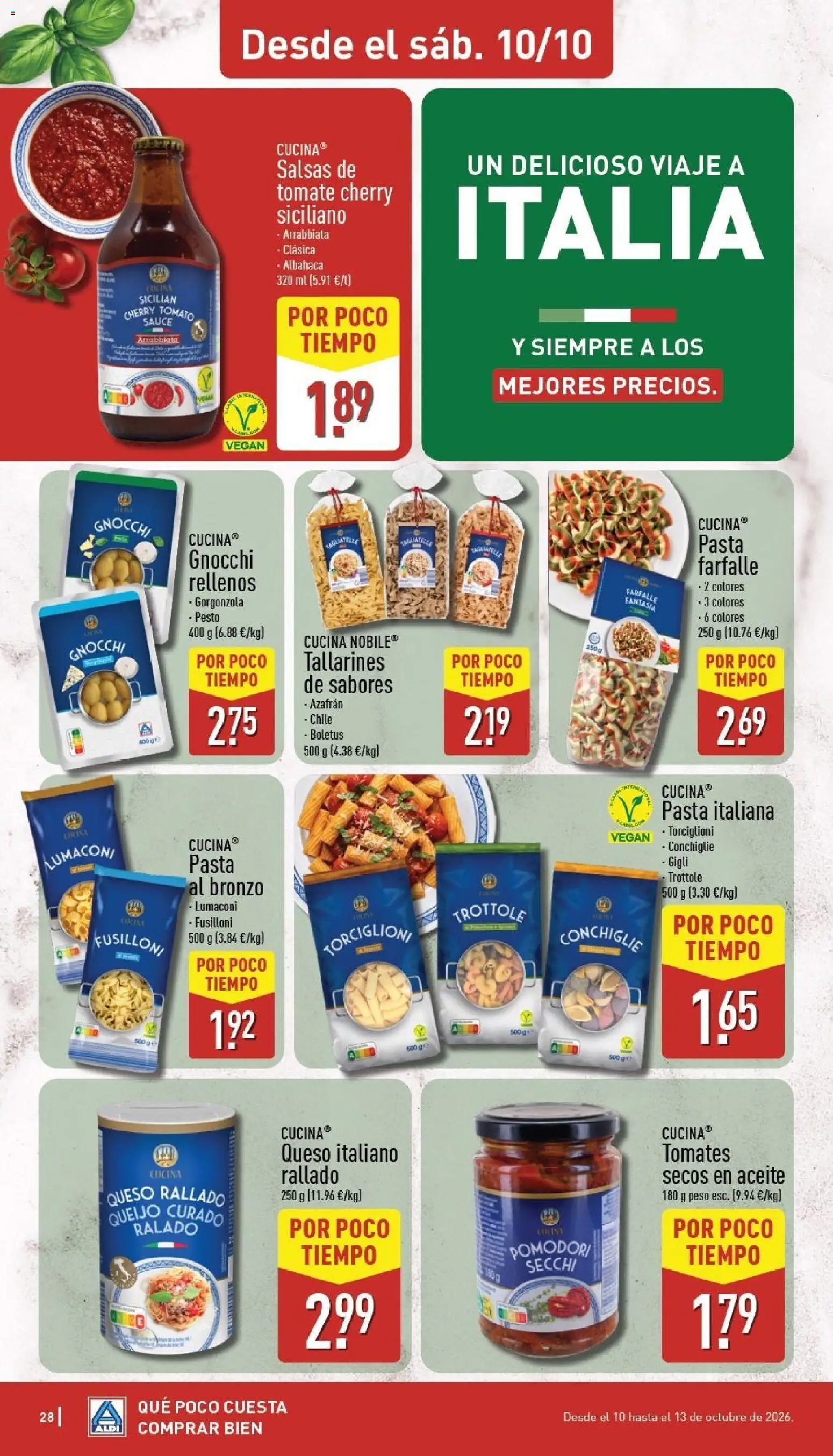 Aldi folleto Baleares │ válido desde el 05/10/2026 | Página: 28 | Productos: Queso, Tomate, Pasta, Pesto