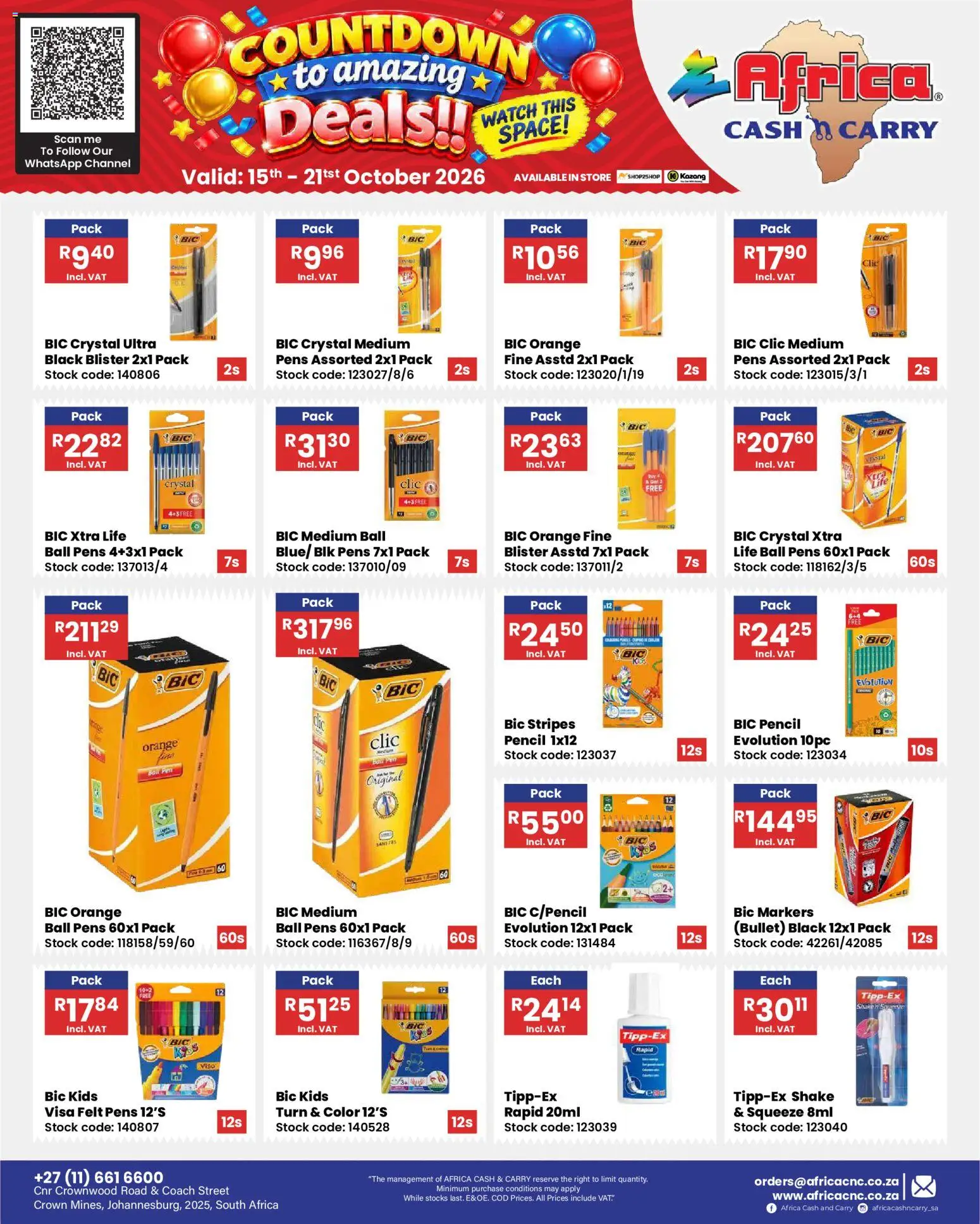 New Africa Cash & Carry catalogue – valid from 15/10/2026 | Page: 57 | Products: Pencil, Watch, Pen, Stock