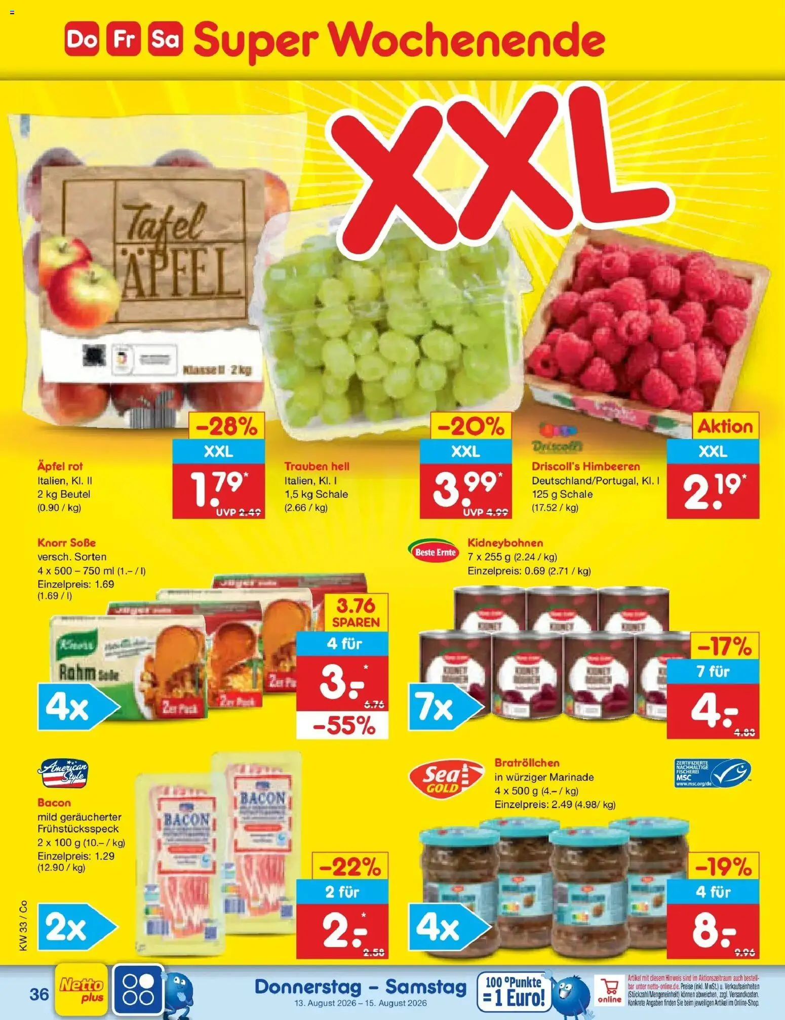 Netto Marken-Discount Prospekt Delitzsch – gültig ab 10.08.2026 | Seite: 50 | Produkte: Himbeeren, Trauben, Äpfel, Soße
