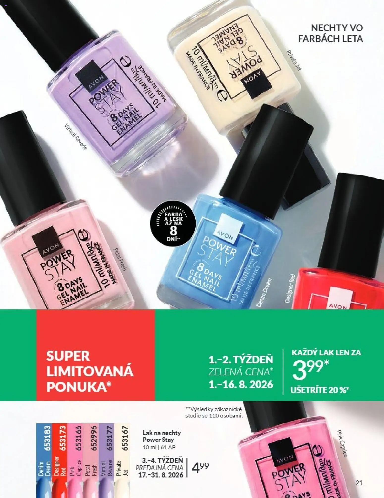 Nové Avon akcie – leták je platný od 01.08.2026 | Strana: 21 | Produkty: Lak na nechty