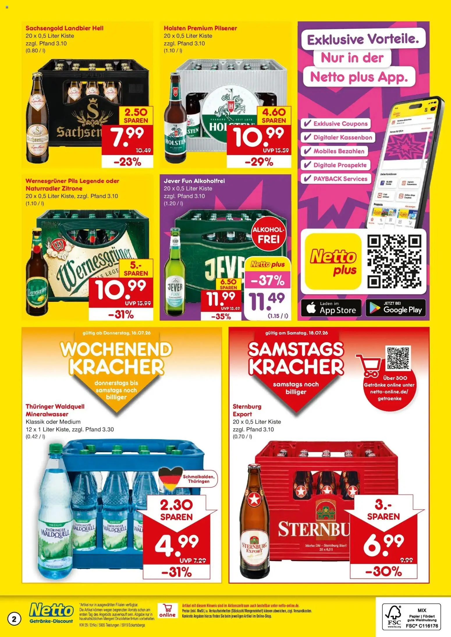 Netto Marken-Discount Prospekt Eckartsberga – gültig ab 13.07.2026 | Seite: 2 | Produkte: Bier, Wernesgruner, Mineralwasser, Zitrone