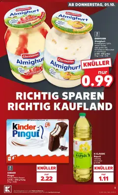 Kaufland Prospekt Strausberg ab 01.10.2026 gültig | Seite: 5 | Produkte: Ehrmann almighurt, Rapsöl, Pfirsich