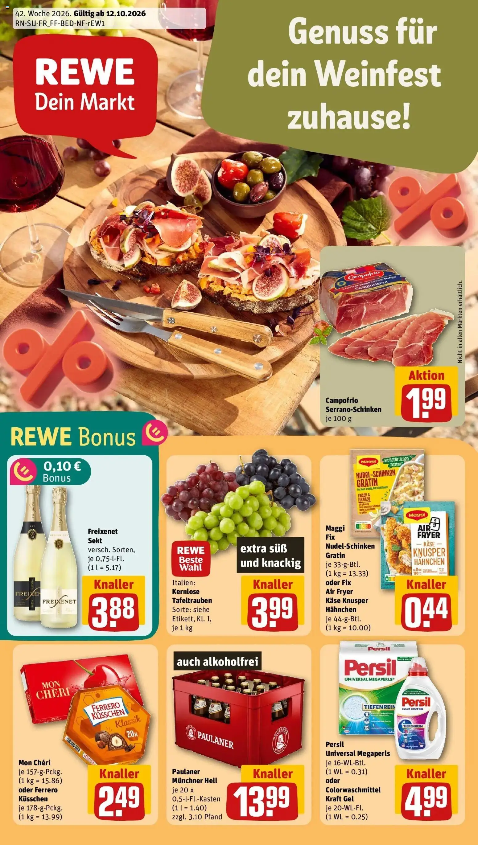 REWE Prospekt ab 12.10.2026 zum Blättern » Angebote | Seite: 3 | Produkte: Hahnchen, Freixenet, Paulaner, Persil