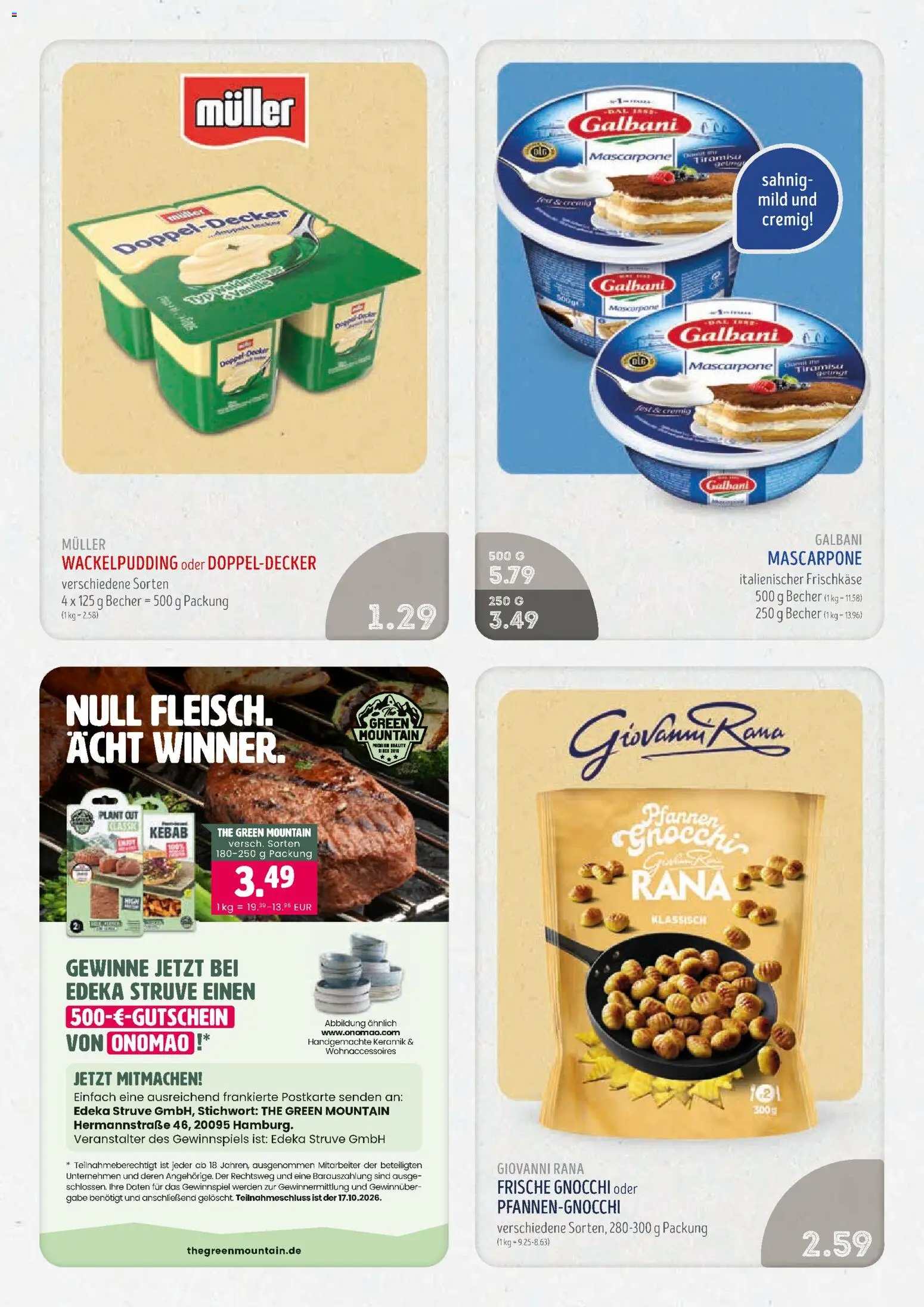 Edeka Struve Prospekt – gültig ab 12.10.2026 | Seite: 15 | Produkte: Gnocchi, Mascarpone, Fleisch, Frischkase