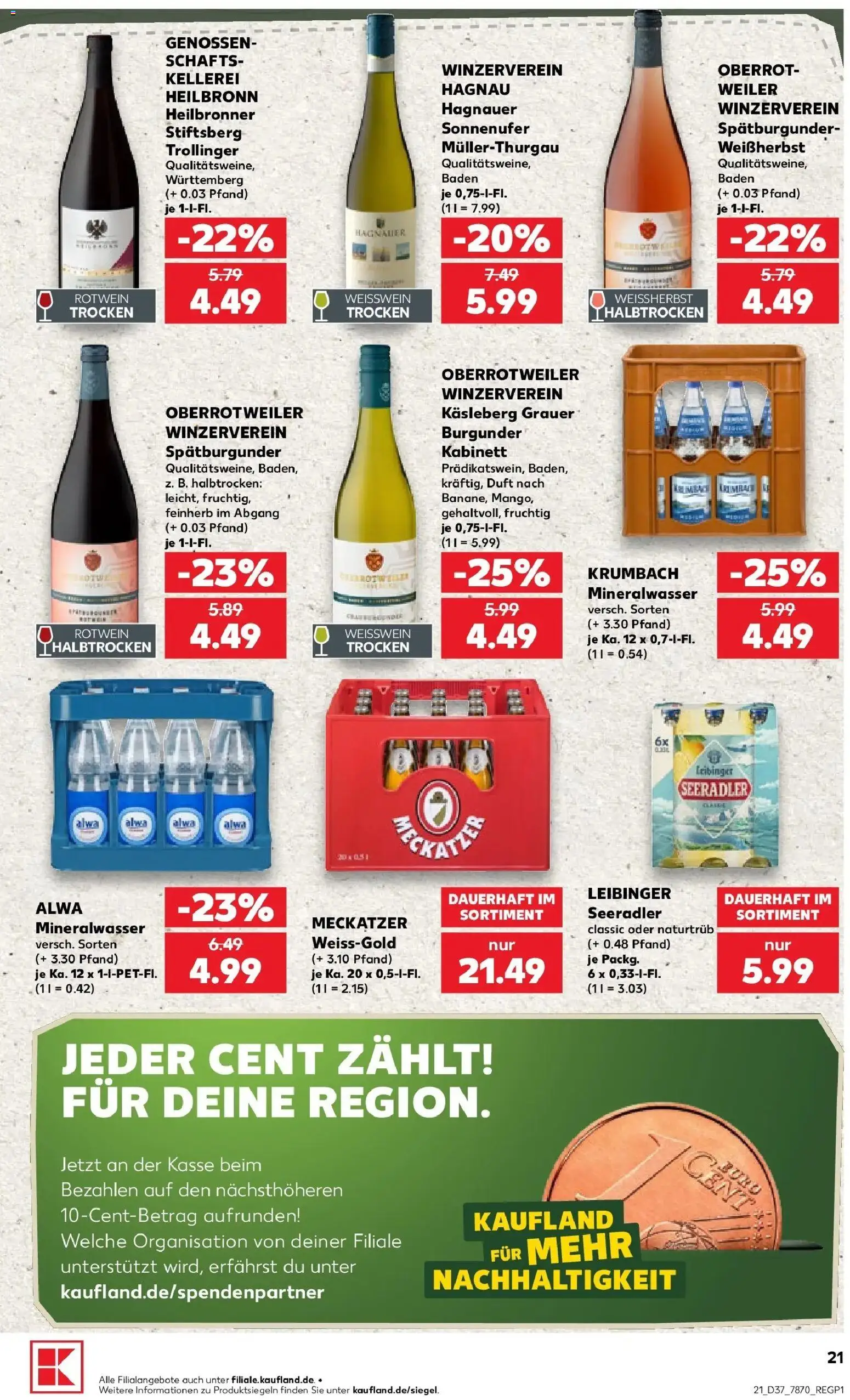 Prospekt Kaufland ab 10.09.2026 » Angebote Online zum Blättern | Seite: 21 | Produkte: Weißwein, Rotwein, Duft, Mineralwasser