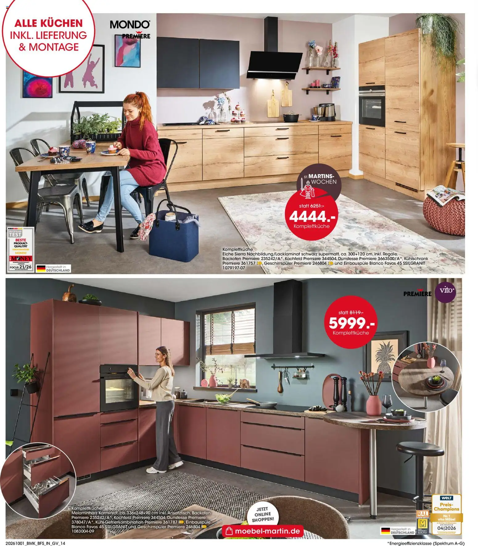 Möbel Martin Prospekt – gültig ab 01.10.2026 | Seite: 14 | Produkte: Kühlschrank, Kochfeld, Backofen, Kuchen