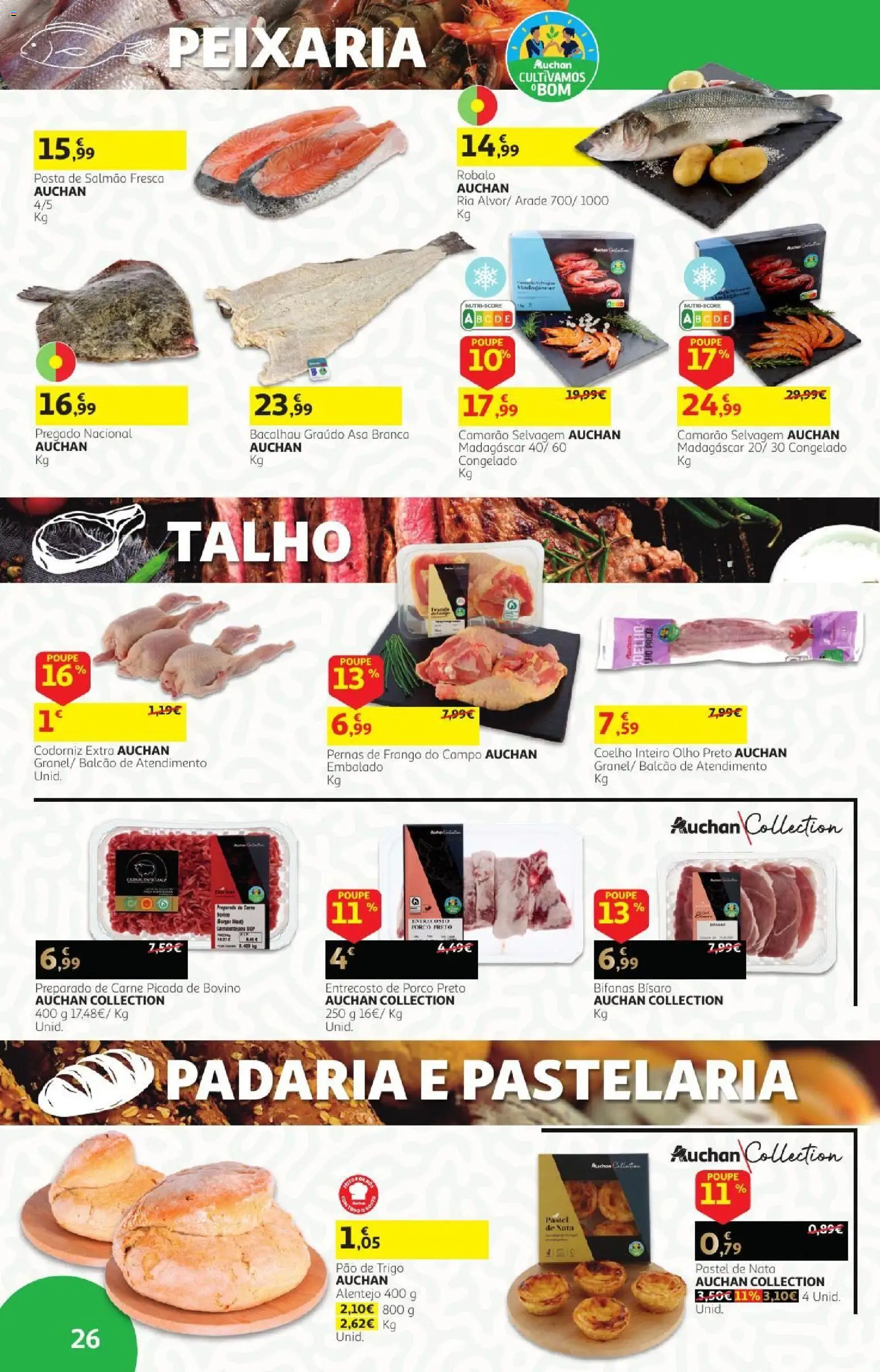 Auchan folheto Preços redondos │ válido de 07/10/2026 | Página: 26 | Produtos: Bacalhau, Pernas de frango, Camarão, Nata