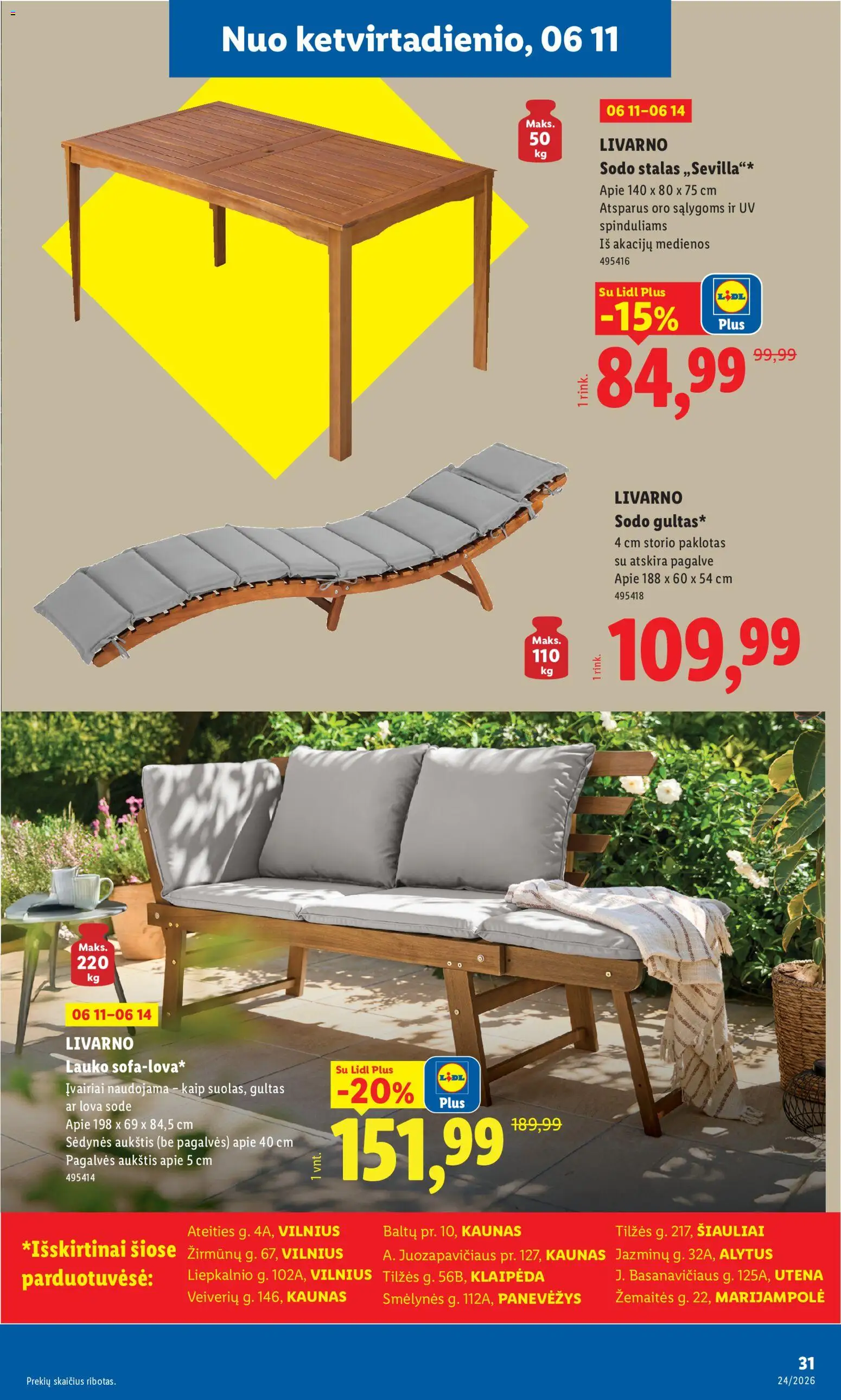 LIDL akcijos nuo 08.06.2026 | Puslapis: 31 | Prekių: Pagalvė, Lova, Gultas, Stalas