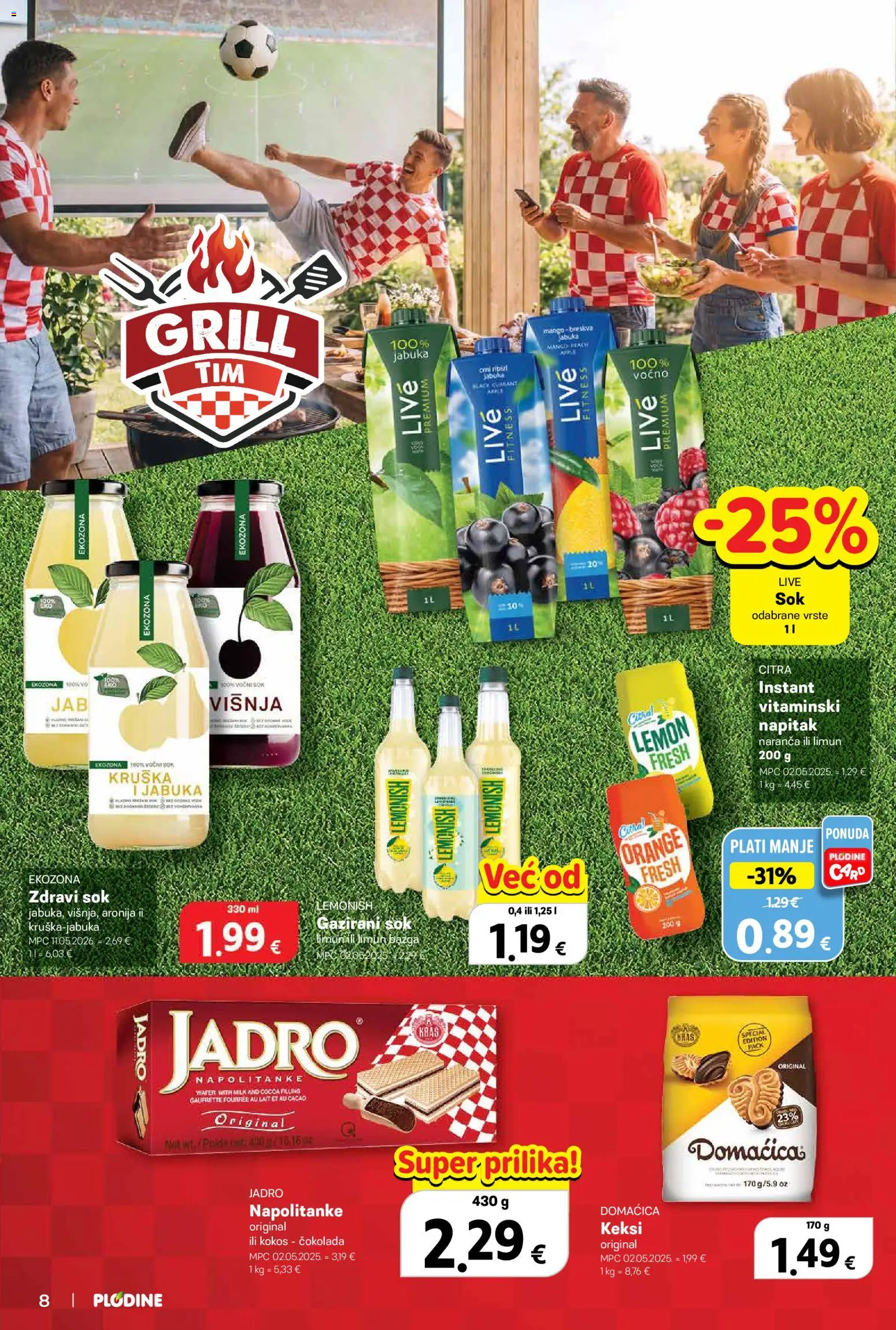 Plodine katalog | vrijedi od 17.06.2026 | Stranica: 8 | Proizvodi: Keksi, Sok, Limun, Breskva