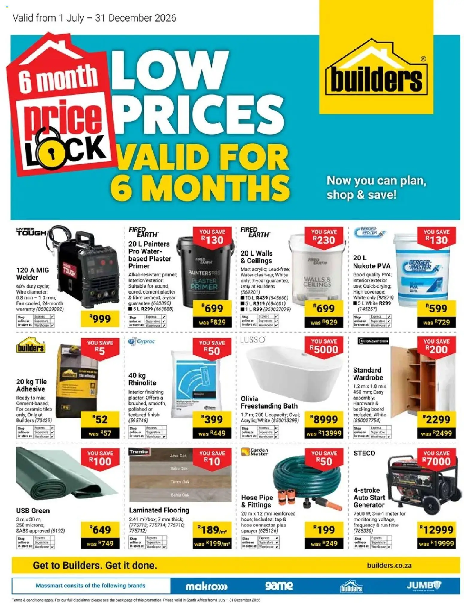 New Builders catalogue – valid from 01/07/2026 | Page: 1 | Products: Primer, Wardrobe, Tap, Water
