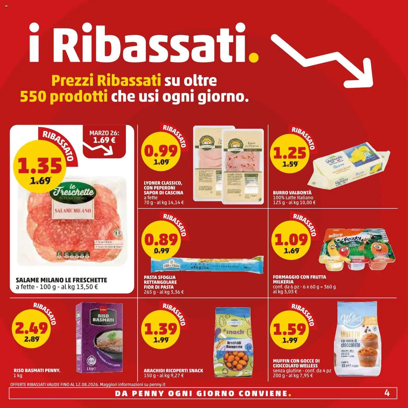 Volantino PENNY del 16/07/2026 | Pagina: 4 | Prodotti: Riso Basmati, Peperoni, Pasta, Muffin