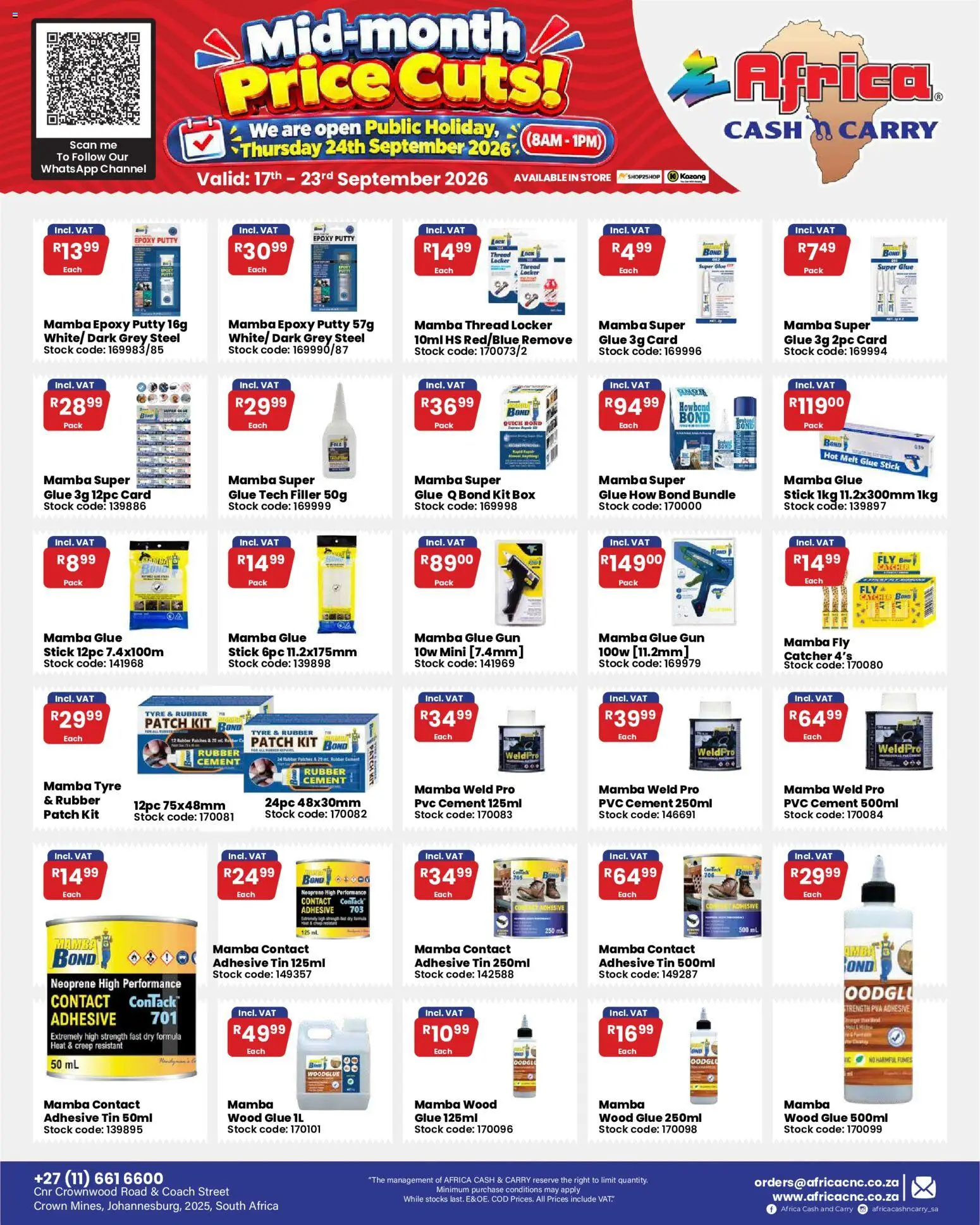 New Africa Cash & Carry catalogue – valid from 17/09/2026 | Page: 41 | Products: Box, Adhesive, Stock, Cement