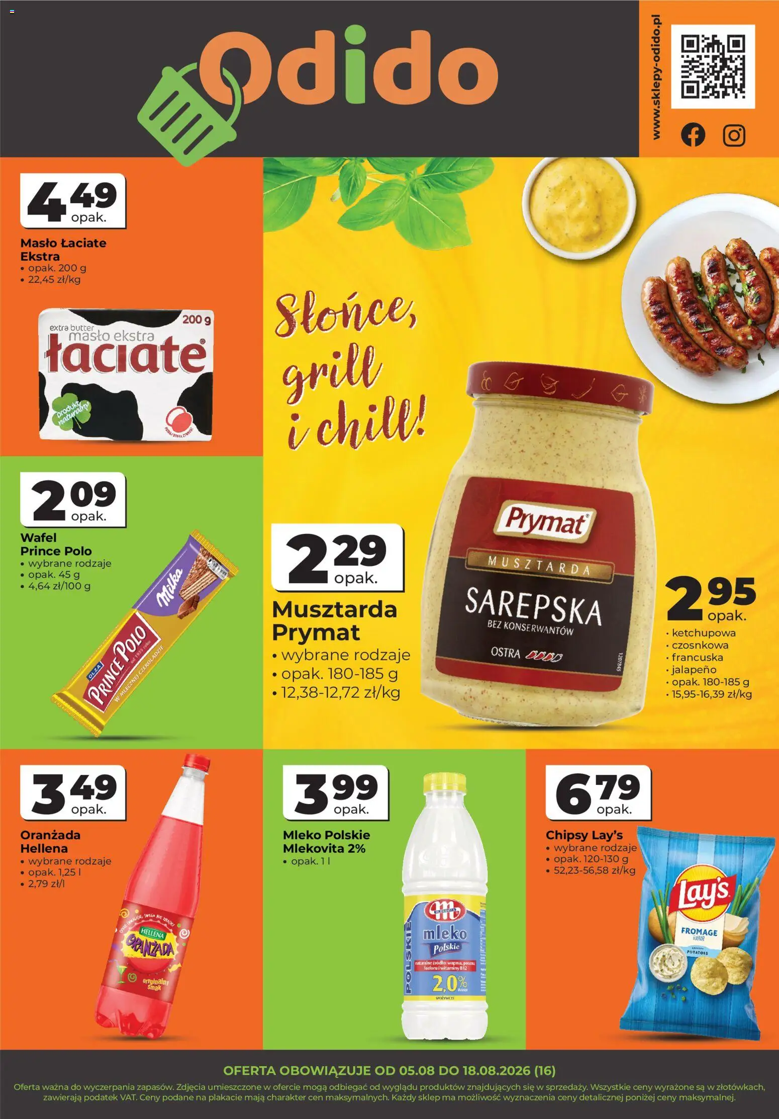 Odido gazetka - Wybrane produkty od 05.08.2026 | Strona: 1 | Produkty: Chipsy, Milka, Masło, Masło łaciate