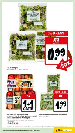 Verspakket tomatensoep, erwtensoep, Griekse gehaktsschotel, pasta pomodoro of lasagne, Bijv. Jumbo Griekse gehaktsschotel verspakket 2 pakketten - Voorbeeld van een folder van Jumbo, geldig van 28-10-2026 | Pagina: 8