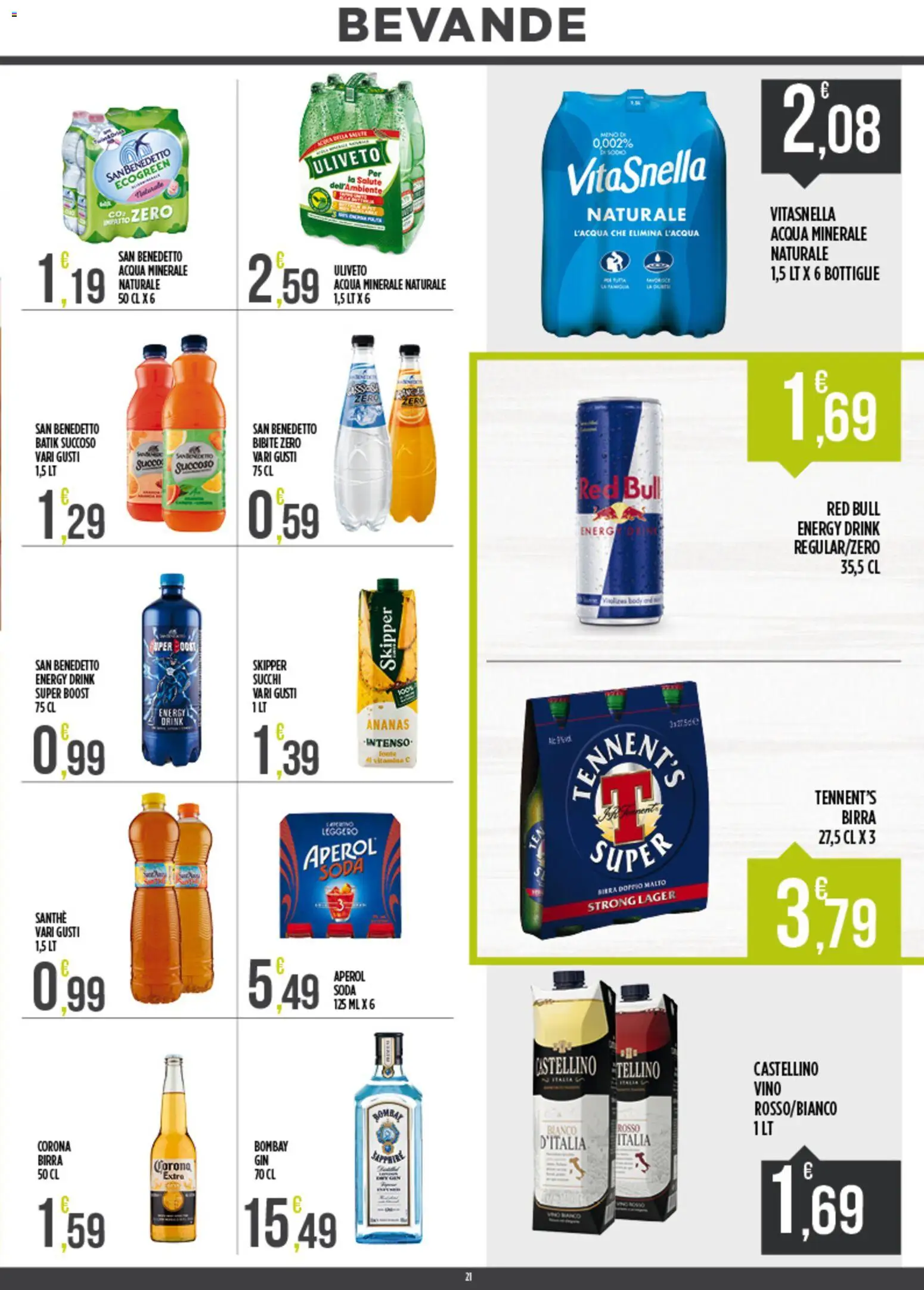 Volantino Euroesse del 20.04.2026 | Pagina: 21 | Prodotti: Tennent's, Succo, Ananas, Red Bull