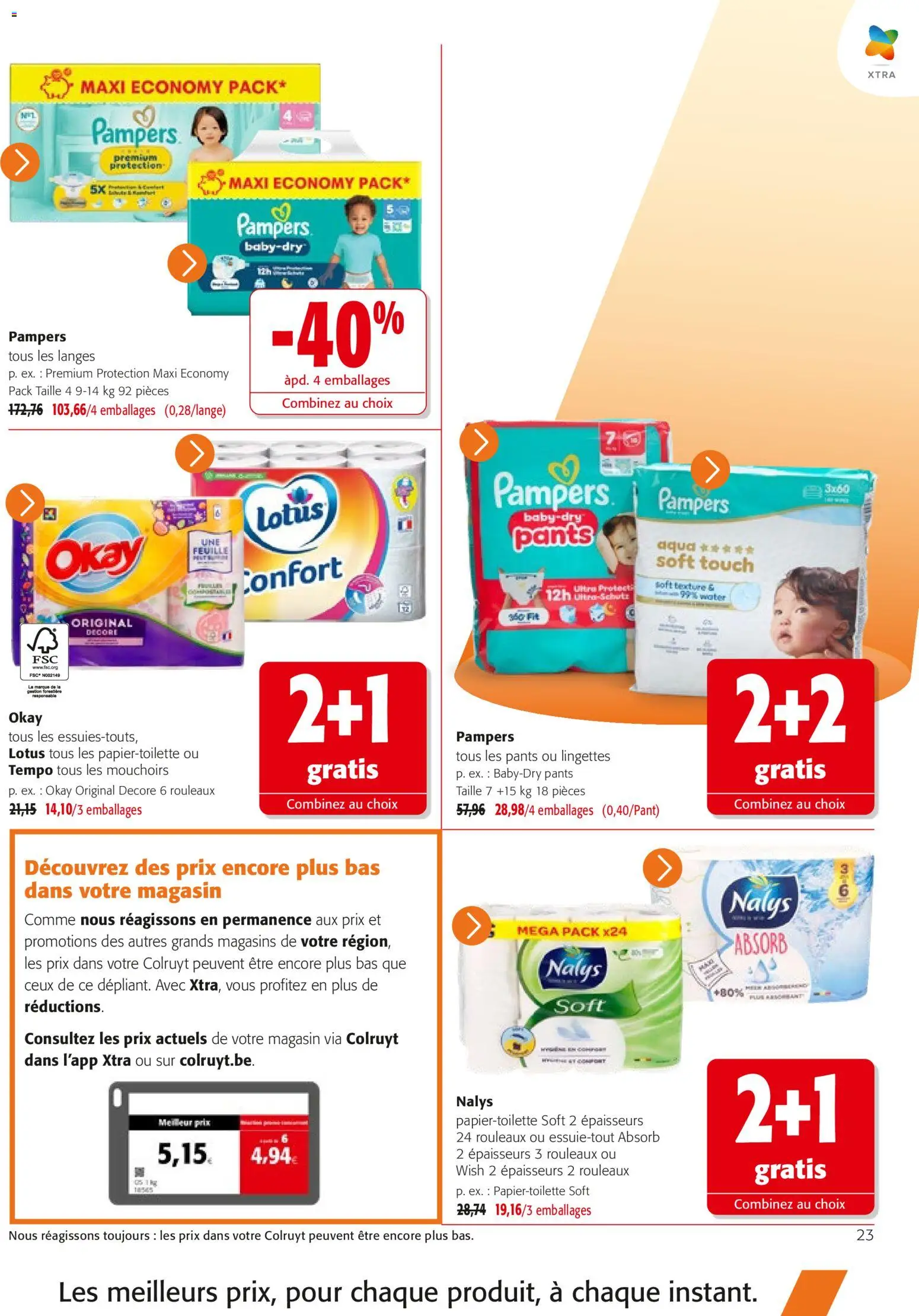 {H1} | Page: 23 | Produits: Pampers, Lotus, Mouchoirs