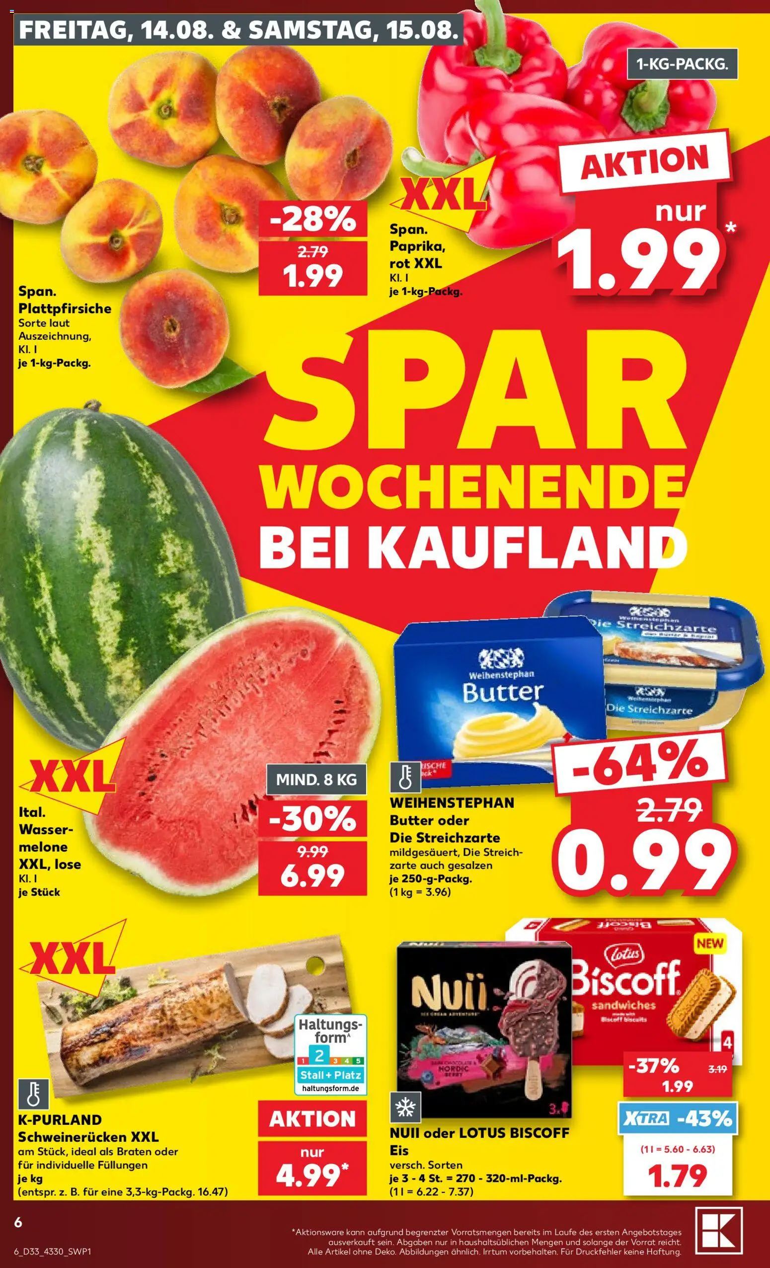 Kaufland Prospekt Berlin – gültig ab 13.08.2026 | Seite: 6 | Produkte: Butter, Wasser, Melone, Schweinerucken