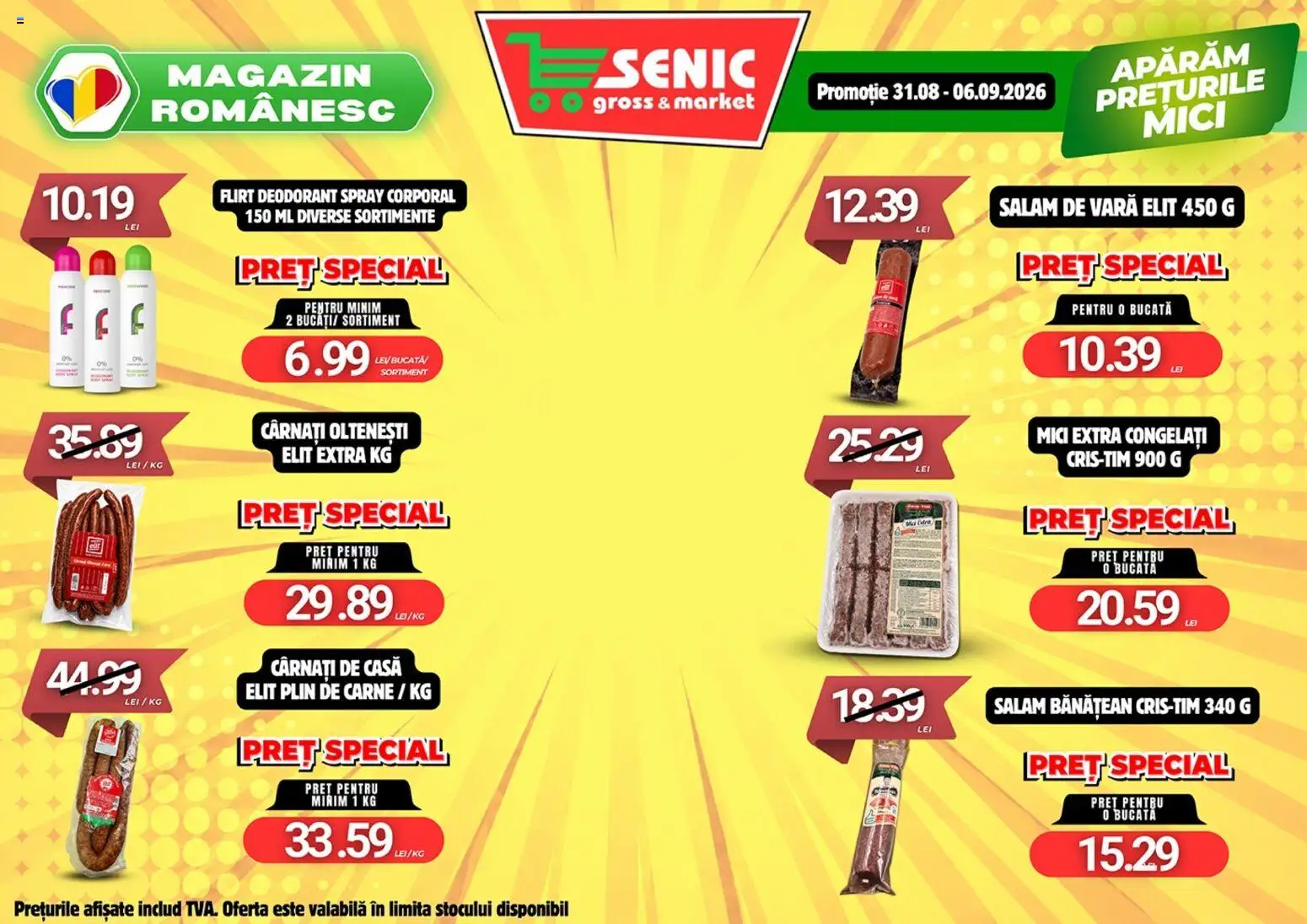 Noul catalog Senic – valabil de la 31.08.2026 | Pagină: 5 | Produse: Mici, Salam, Deodorant, Cârnați