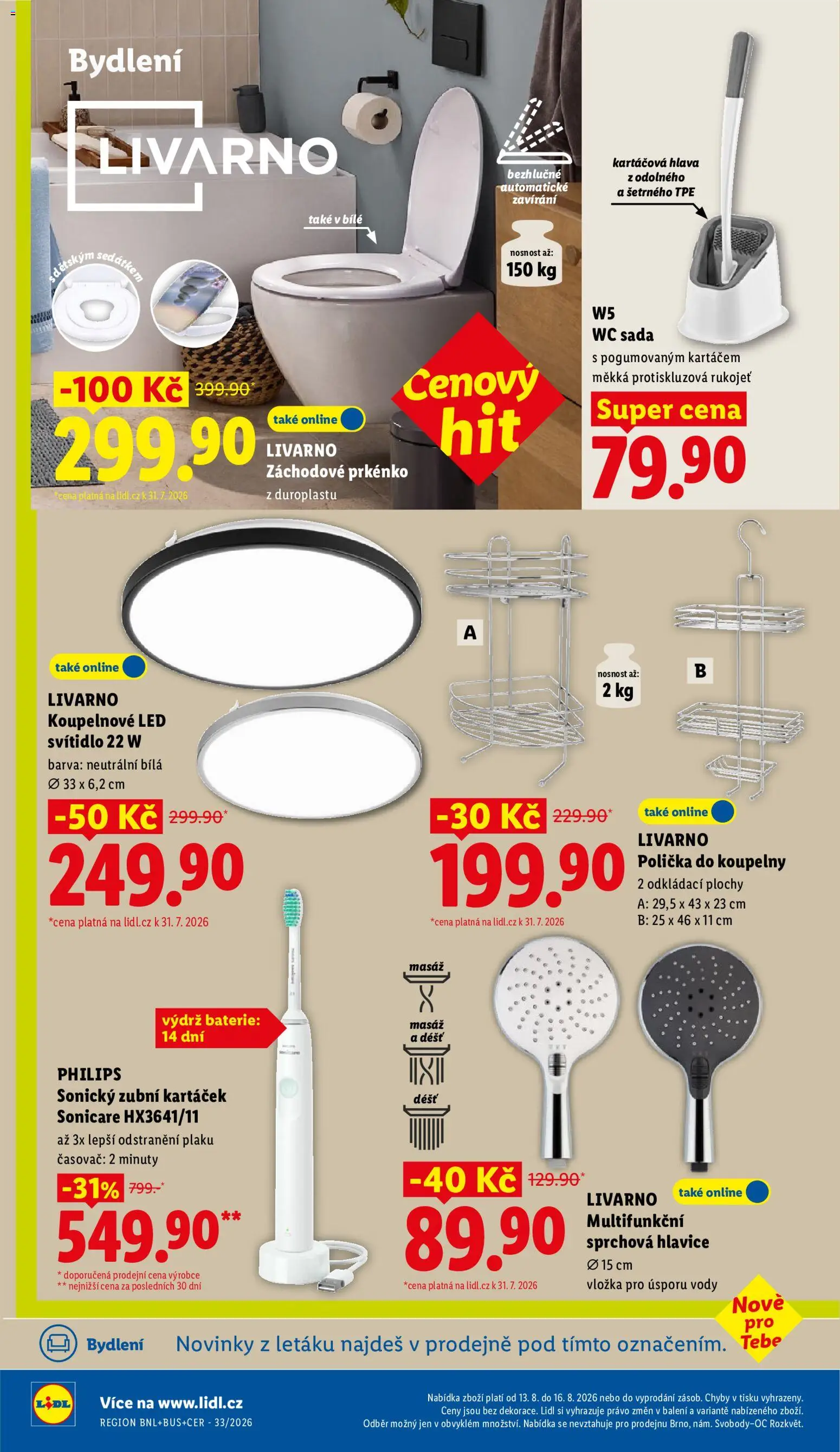 Lidl leták - Spotřební zboží od 10.08.2026 | Strana: 22 | Produkty: Polička, Sprchová hlavice, Prkénko, LED