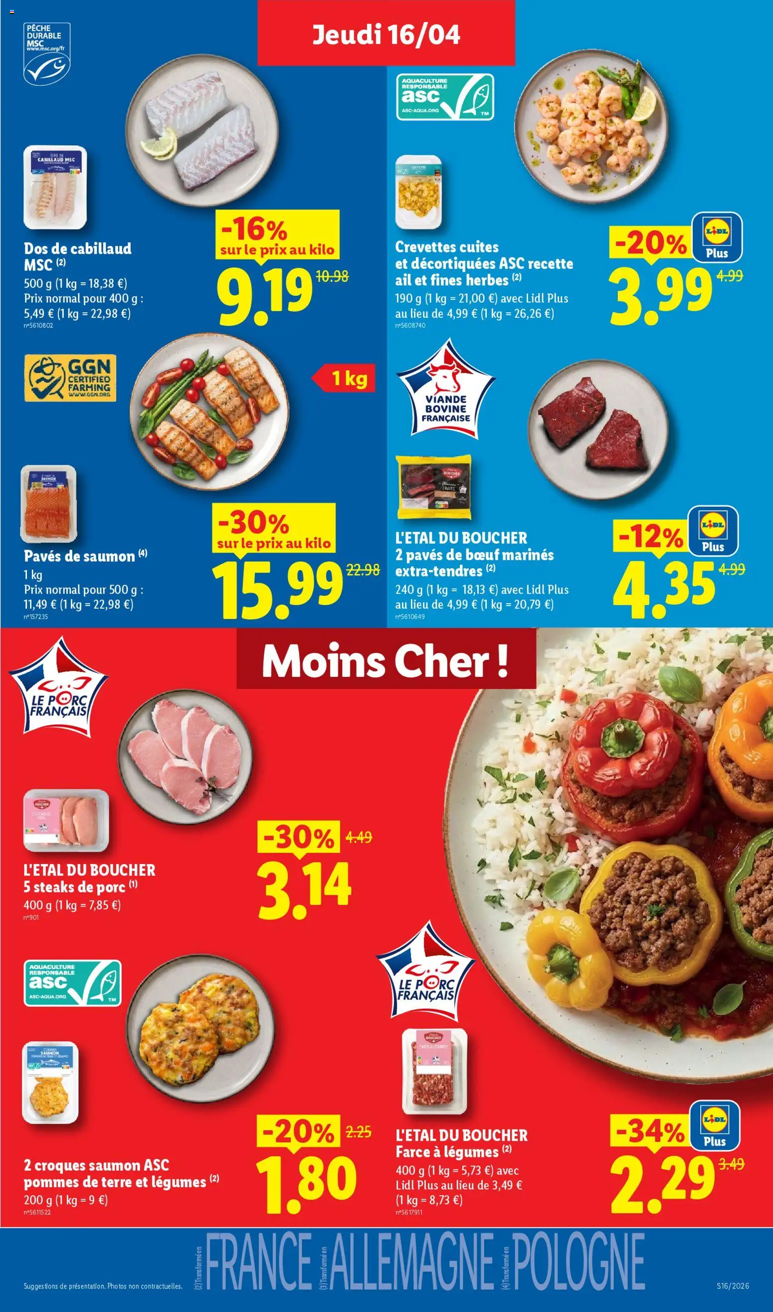 {H1} | Page: 7 | Produits: Viande, Dos de cabillaud, Porc, Viande bovine