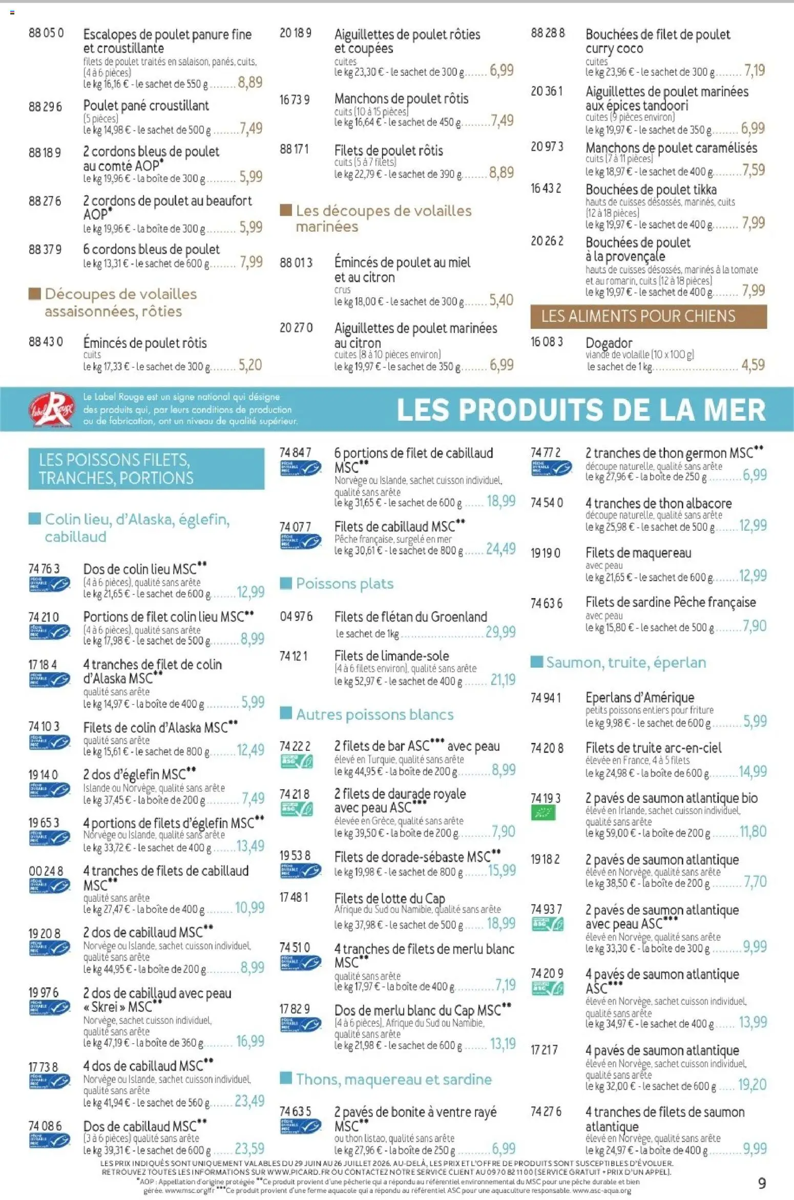 {H1} | Page: 9 | Produits: Pêche, Dos d'églefin, Viande, Dos de cabillaud