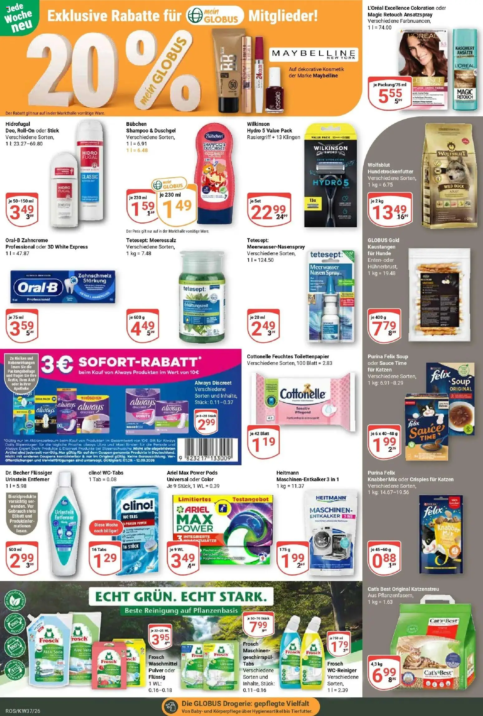 Globus Prospekt Lambrechtshagen (ab 07.09.2026) » Angebote online | Seite: 22 | Produkte: Duschgel, Höschen, Toilettenpapier, Feuchtes Toilettenpapier
