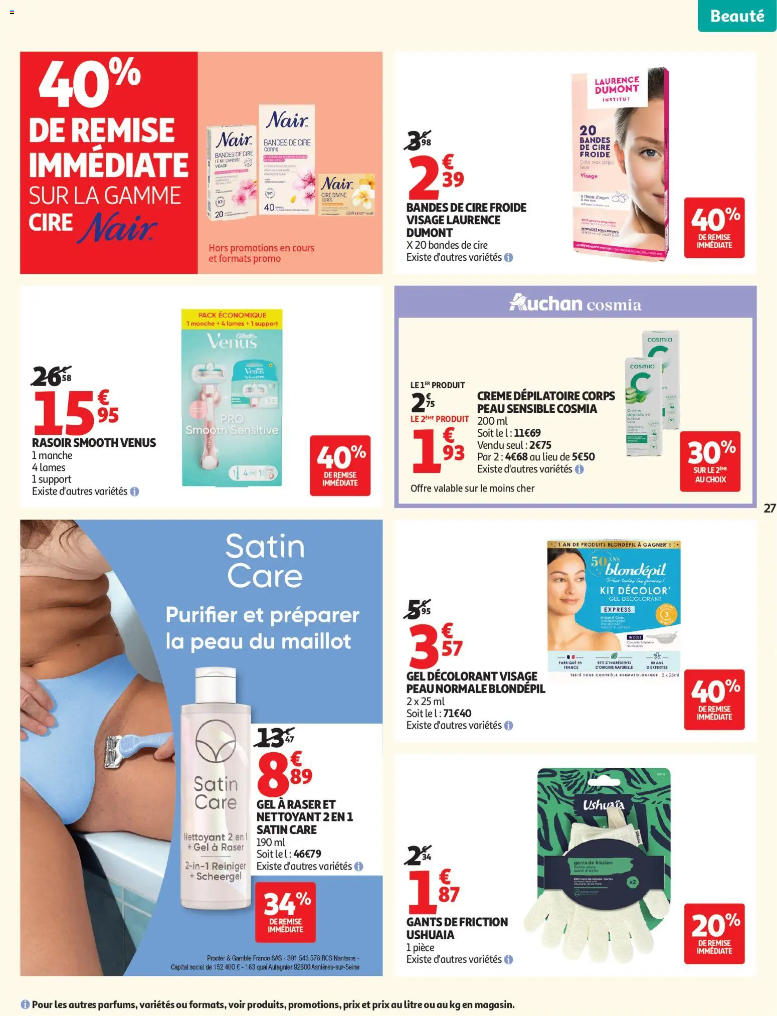 {H1} | Page: 27 | Produits: Cire, Cire froide, Crème dépilatoire, Gants