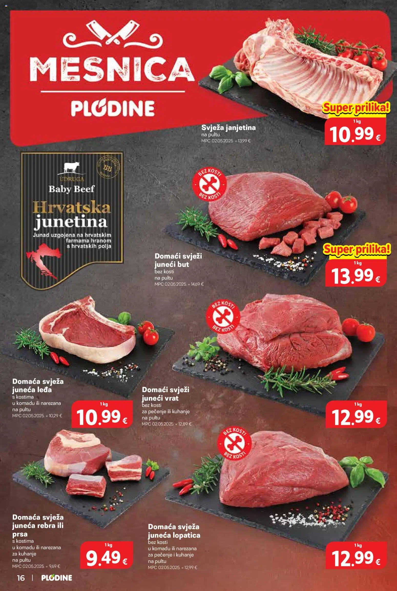 Plodine katalog | vrijedi od 02.09.2026 | Stranica: 16 | Proizvodi: Vrat, Juneći but, Junetina, Lopatica