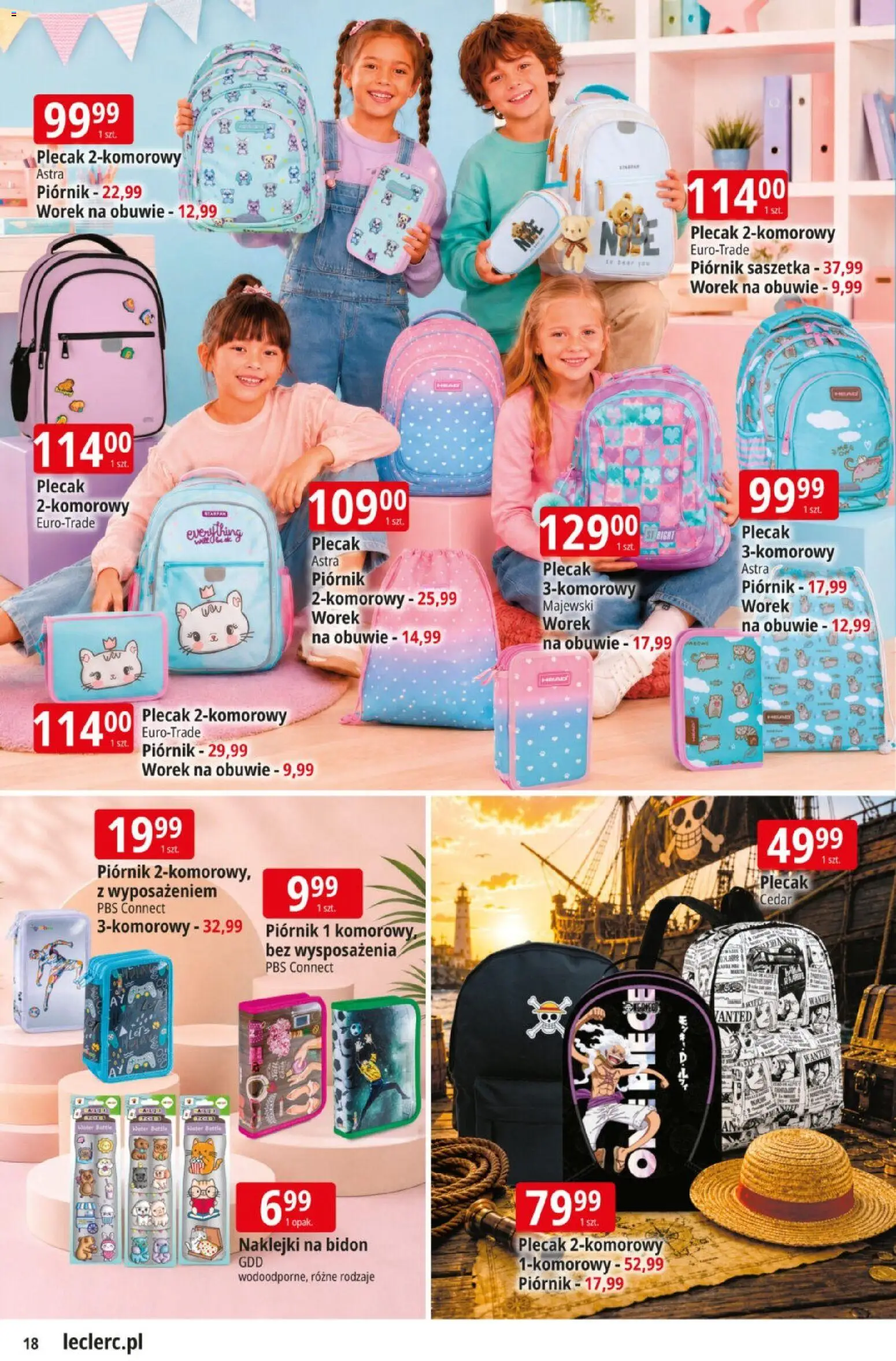 E.Leclerc gazetka od 11.08.2026 | Strona: 18 | Produkty: Plecak, Naklejki, Piórnik