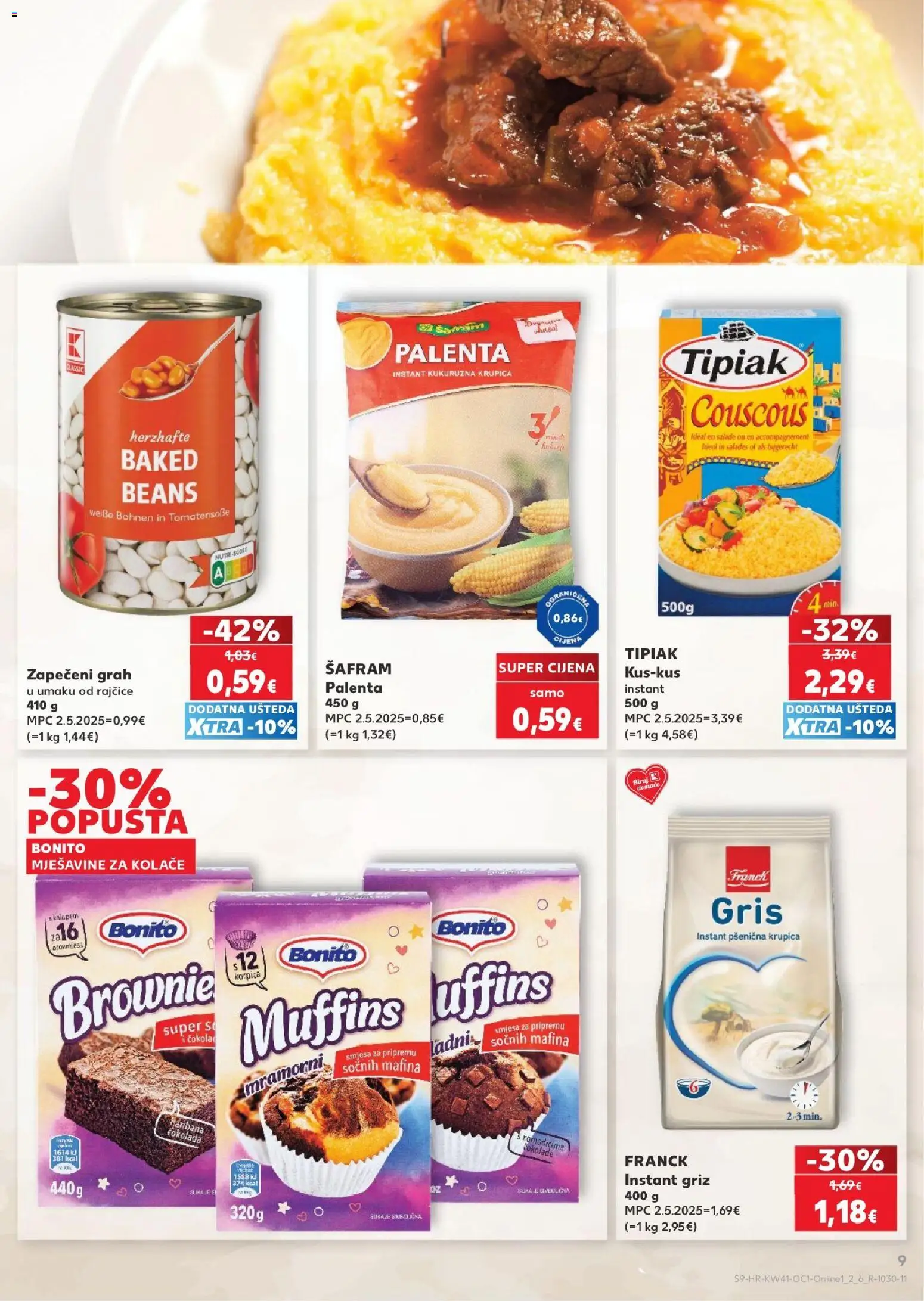Kaufland HR akciós ujság - amely érvényes a következő dátumtól: 2026.10.07. | Oldal: 9 | Termékek: Brownie, Só
