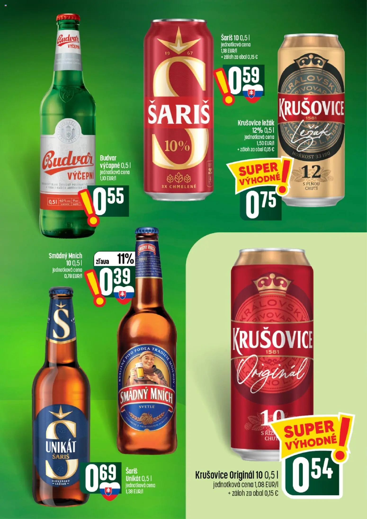 Nové COOP Jednota akcie – leták je platný od 13.08.2026 | Strana: 53 | Produkty: Pivo, Krušovice, Šariš, Smädný Mních