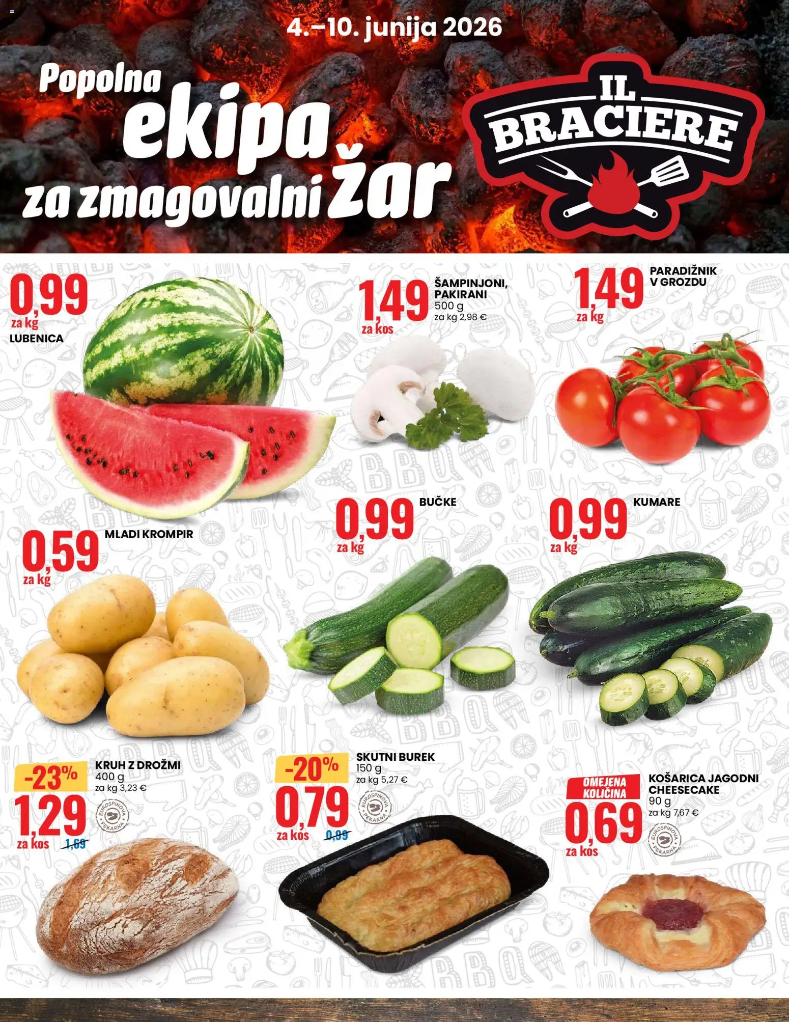 Novi Eurospin katalog ponudbe – veljaven od 04.06.2026 | Stran: 2 | Izdelki: Lubenica, Pekarna, Paradiznik, Krompir
