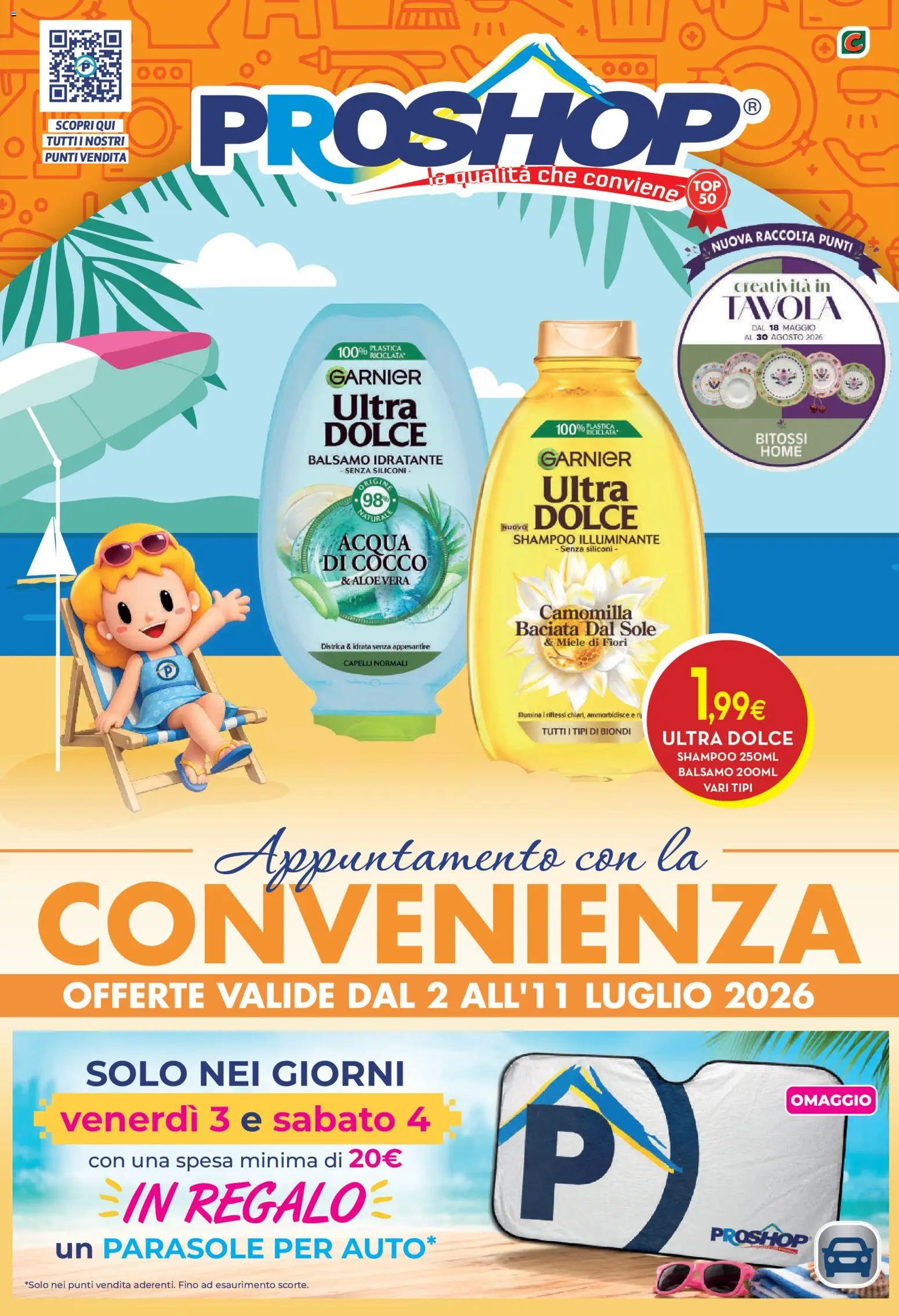 Volantino Proshop del 02/07/2026 | Pagina: 1 | Prodotti: Illuminante, Shampoo, Acqua, Cocco
