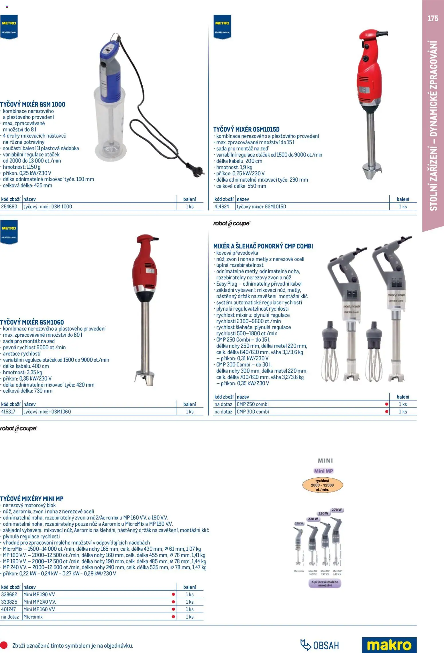 Makro leták - Gastro vybavení a zařízení od 01.02.2026 | Strana: 175 | Produkty: Tyčový mixér, Kabel, Robot, Potraviny