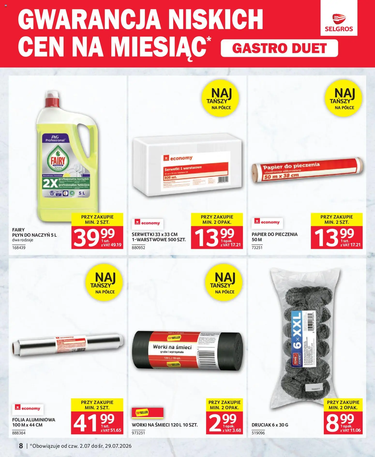 Selgros cash&carry gazetka - Duet od 02.07.2026 | Strona: 8 | Produkty: Top, Papier do pieczenia, Fairy