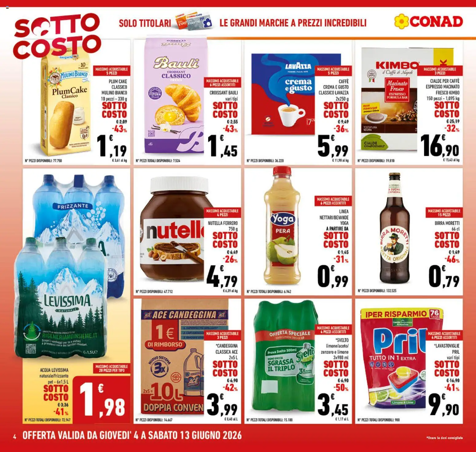 Volantino Conad del 04.06.2026 | Pagina: 4 | Prodotti: Birra, Birra Moretti, Lime, Pera