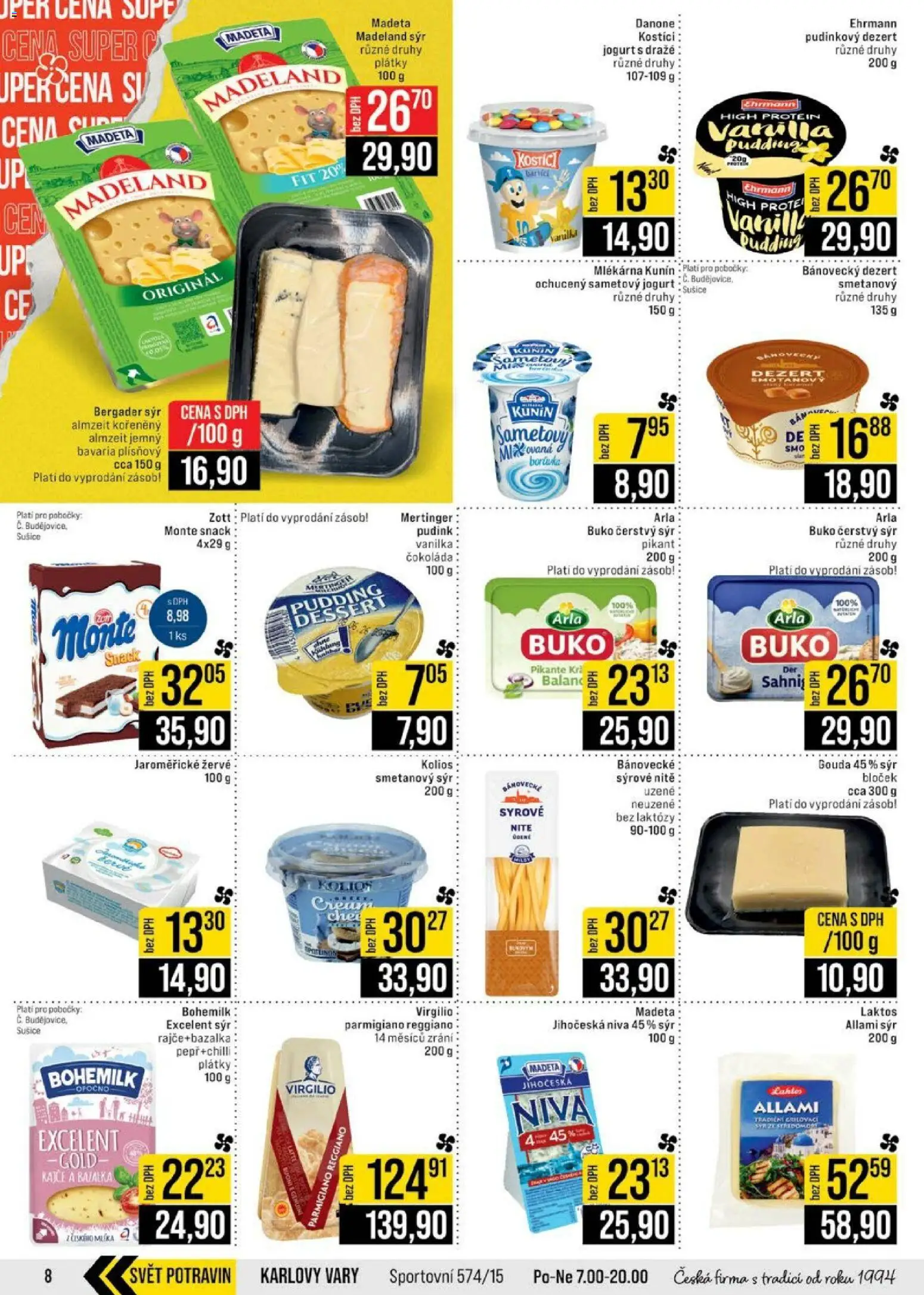 Jip leták - Cash & Carry od 20.05.2026 | Strana: 8 | Produkty: Jogurt, Čokoláda, Sušiče, Parmigiano Reggiano