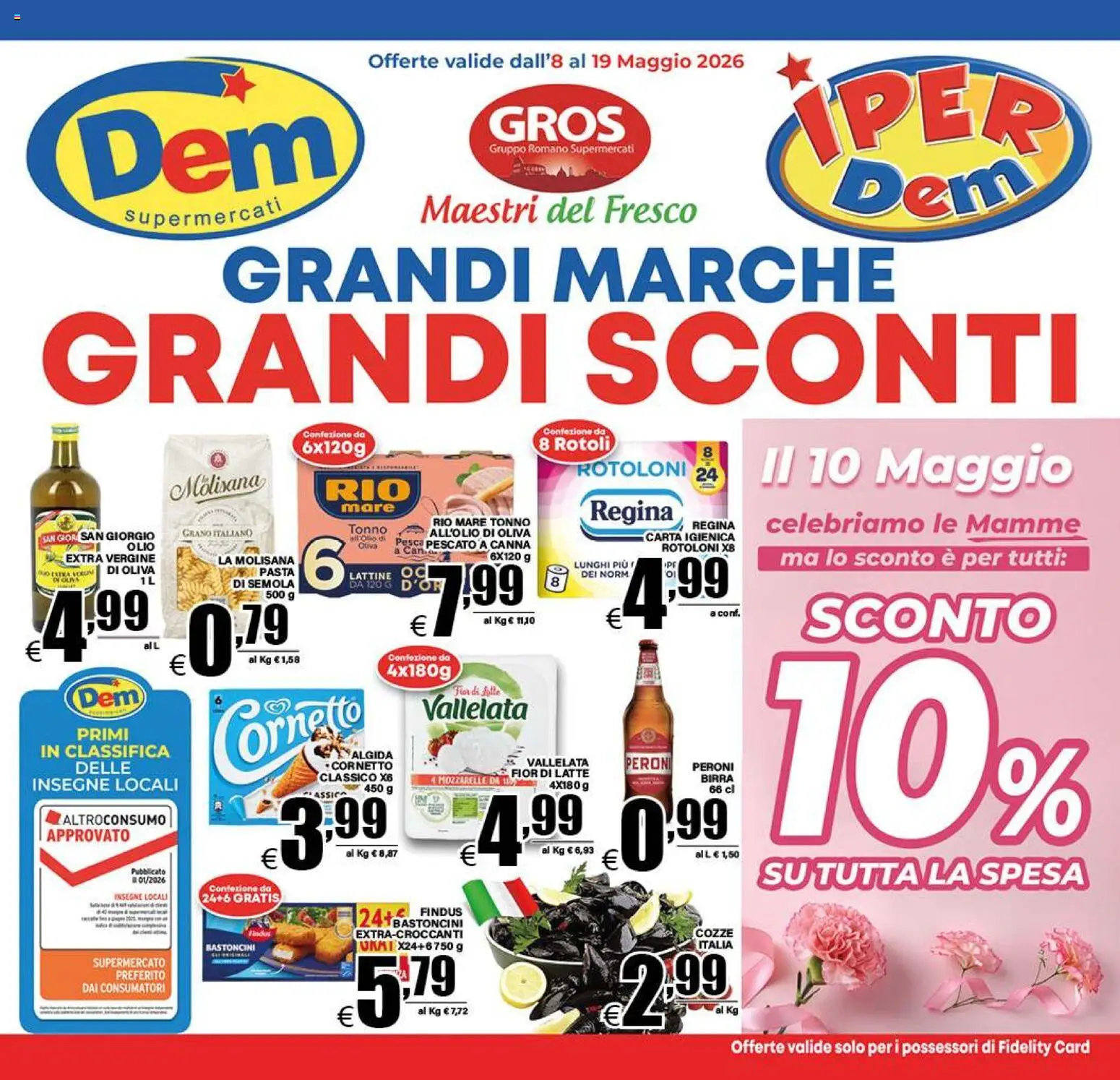 Volantino DEM del 08.05.2026 | Pagina: 1 | Prodotti: Birra, Cozze, Pasta, Tonno