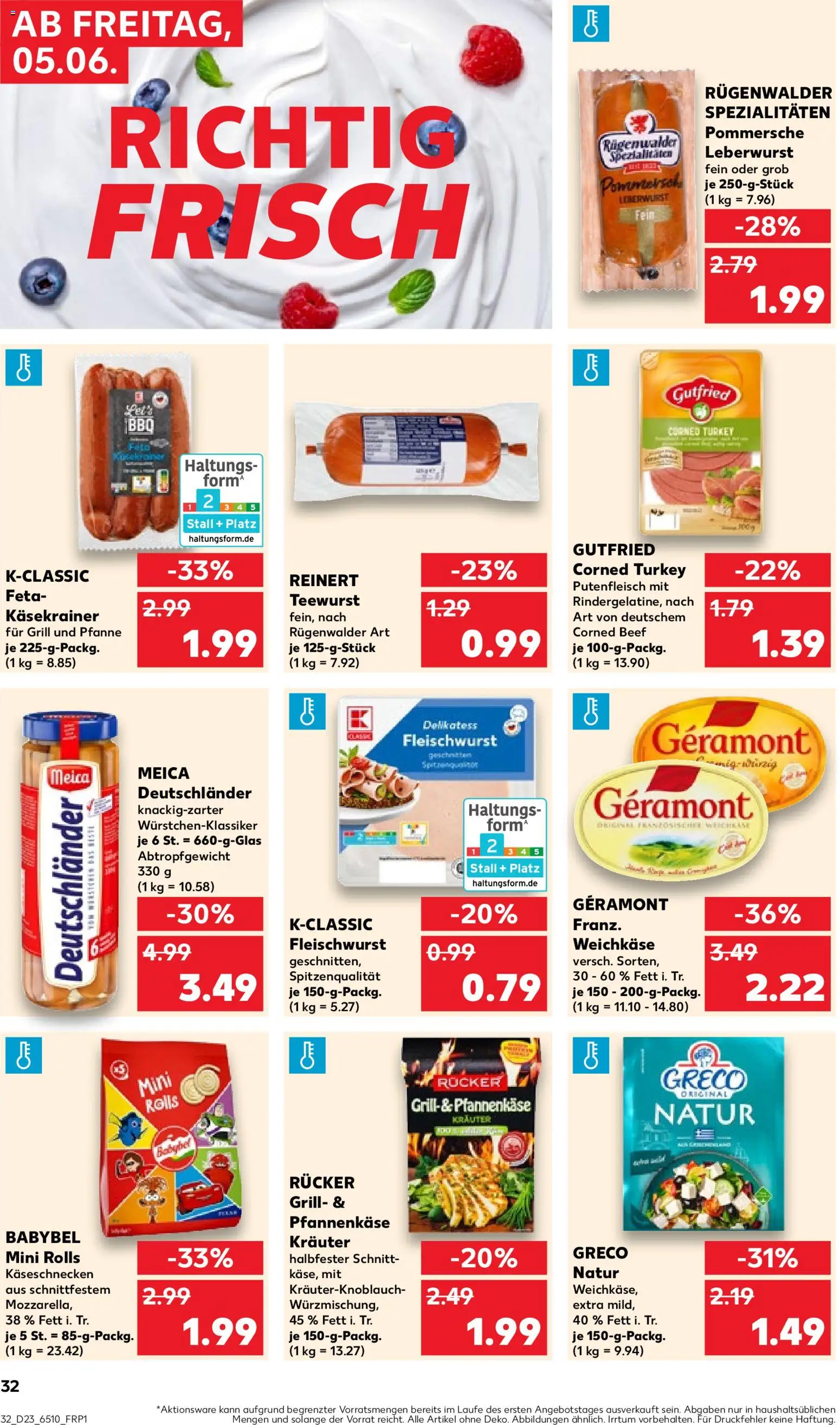 Kaufland Prospekt Köln – gültig ab 04.06.2026 | Seite: 32 | Produkte: Grill, Feta, Käsekrainer, Babybel