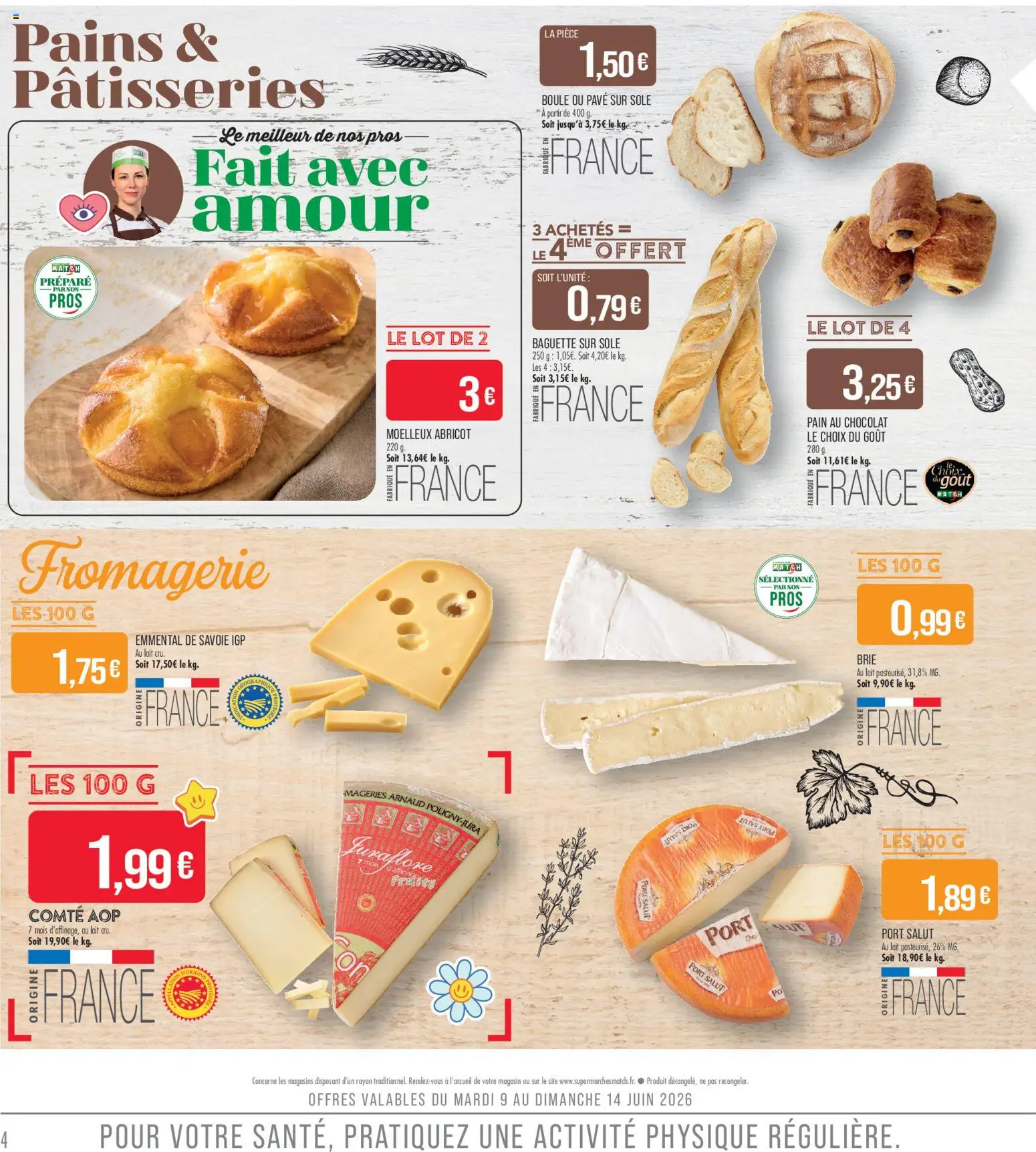 {H1} | Page: 4 | Produits: Abricot, Pain au chocolat, Lait, Brie