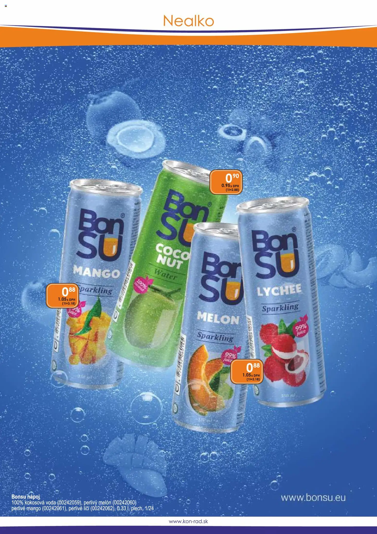 Nové KON - RAD akcie – leták je platný od 01.06.2026 | Strana: 27 | Produkty: Liči, Voda, Mango, Melón