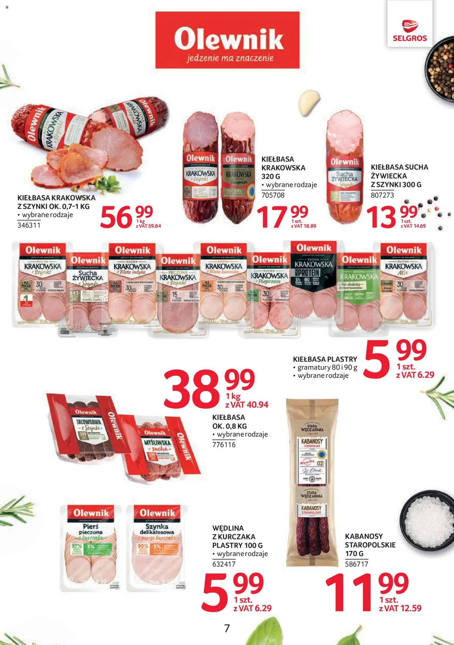 Selgros cash&carry gazetka - Markowe Produkty od 24.09.2026 | Strona: 7 | Produkty: Kiełbasa, Kiełbasa sucha, Krakowska sucha, Kiełbasa krakowska