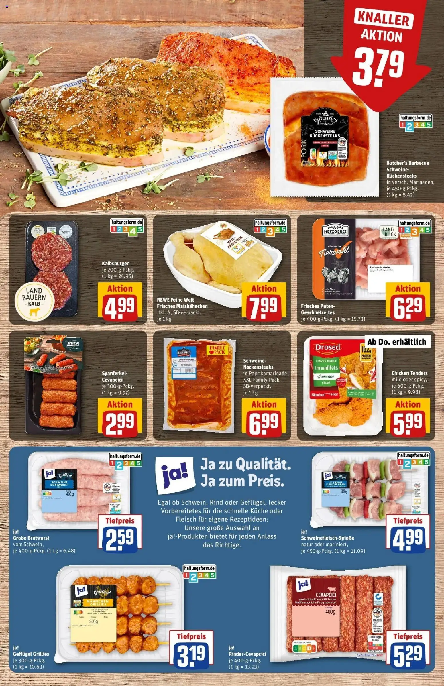 REWE Prospekt ab 07.09.2026 zum Blättern » Angebote | Seite: 9 | Produkte: Nackensteaks, Mais, Hahnchen, Bratwurst