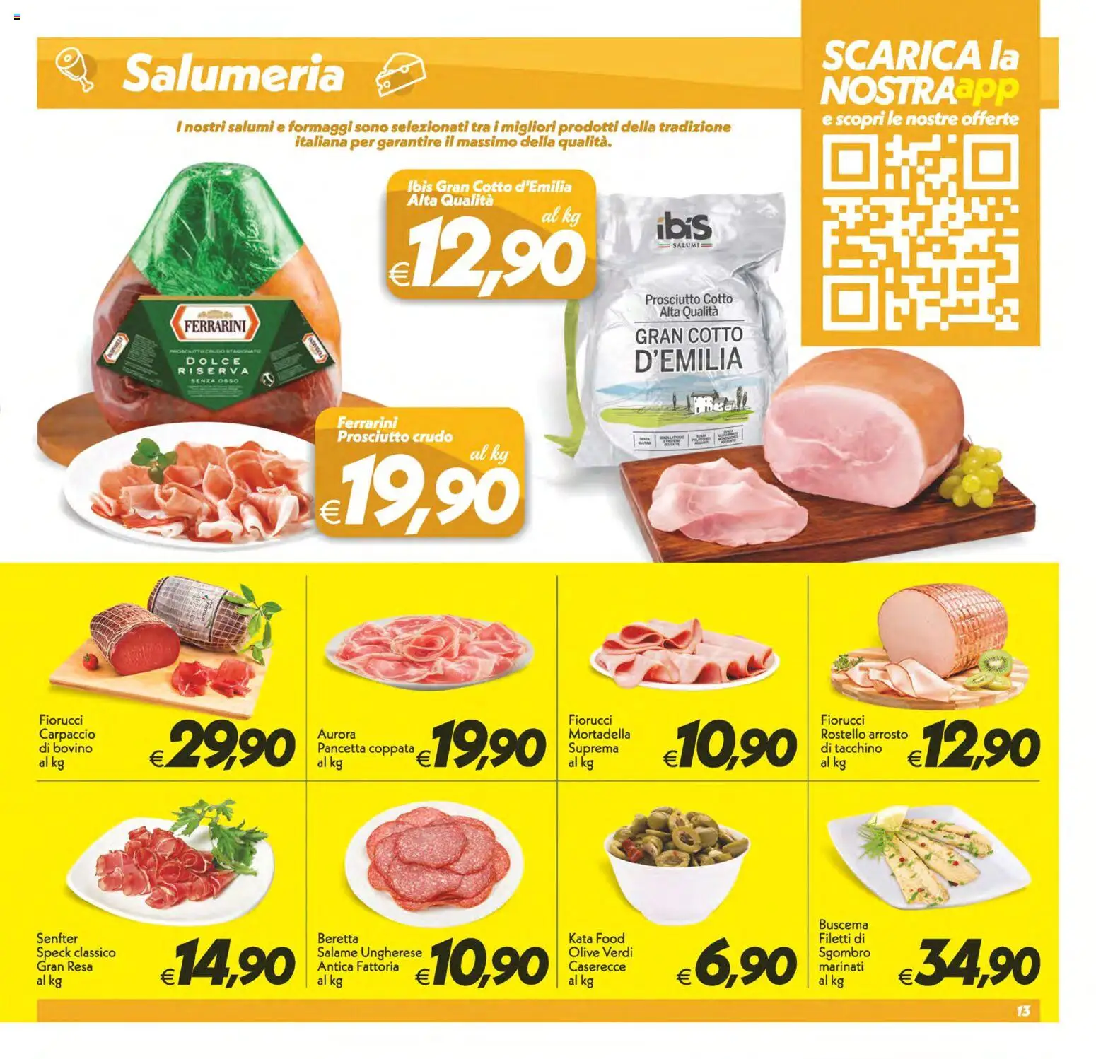 Volantino SuperConveniente del 22/09/2026 | Pagina: 13 | Prodotti: Salame, Tacchino, Prosciutto, Sgombro