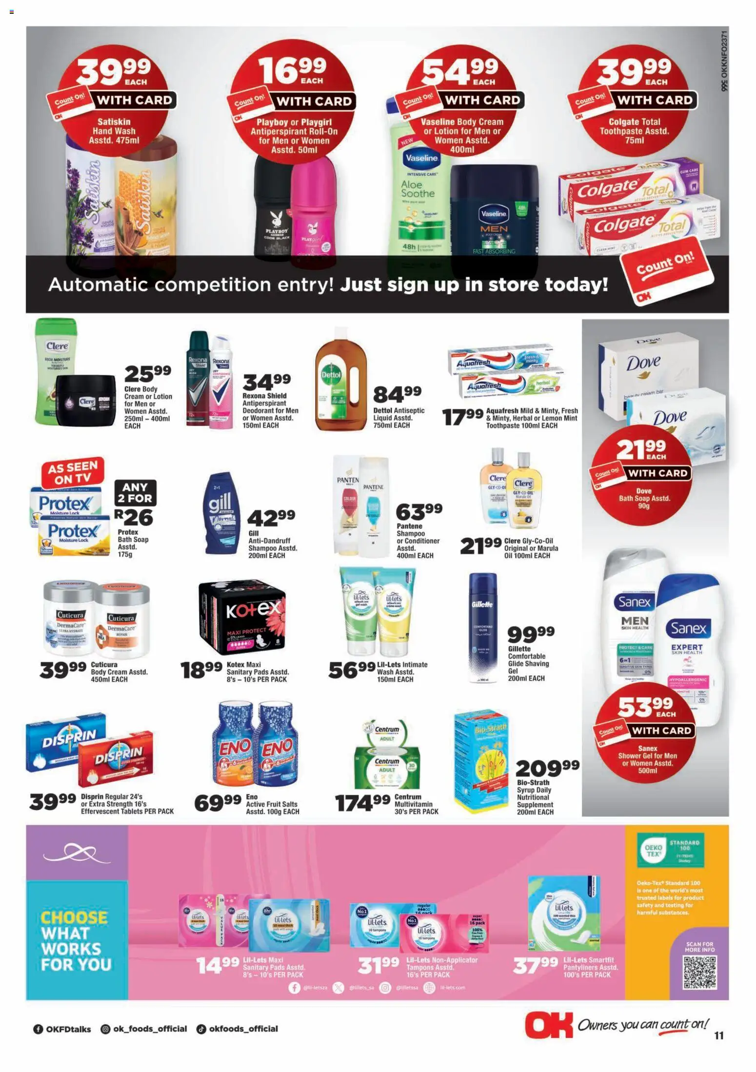 New OK Foods catalogue – valid from 24/07/2026 | Page: 11 | Products: Body cream, Syrup, Toothpaste, Lotion