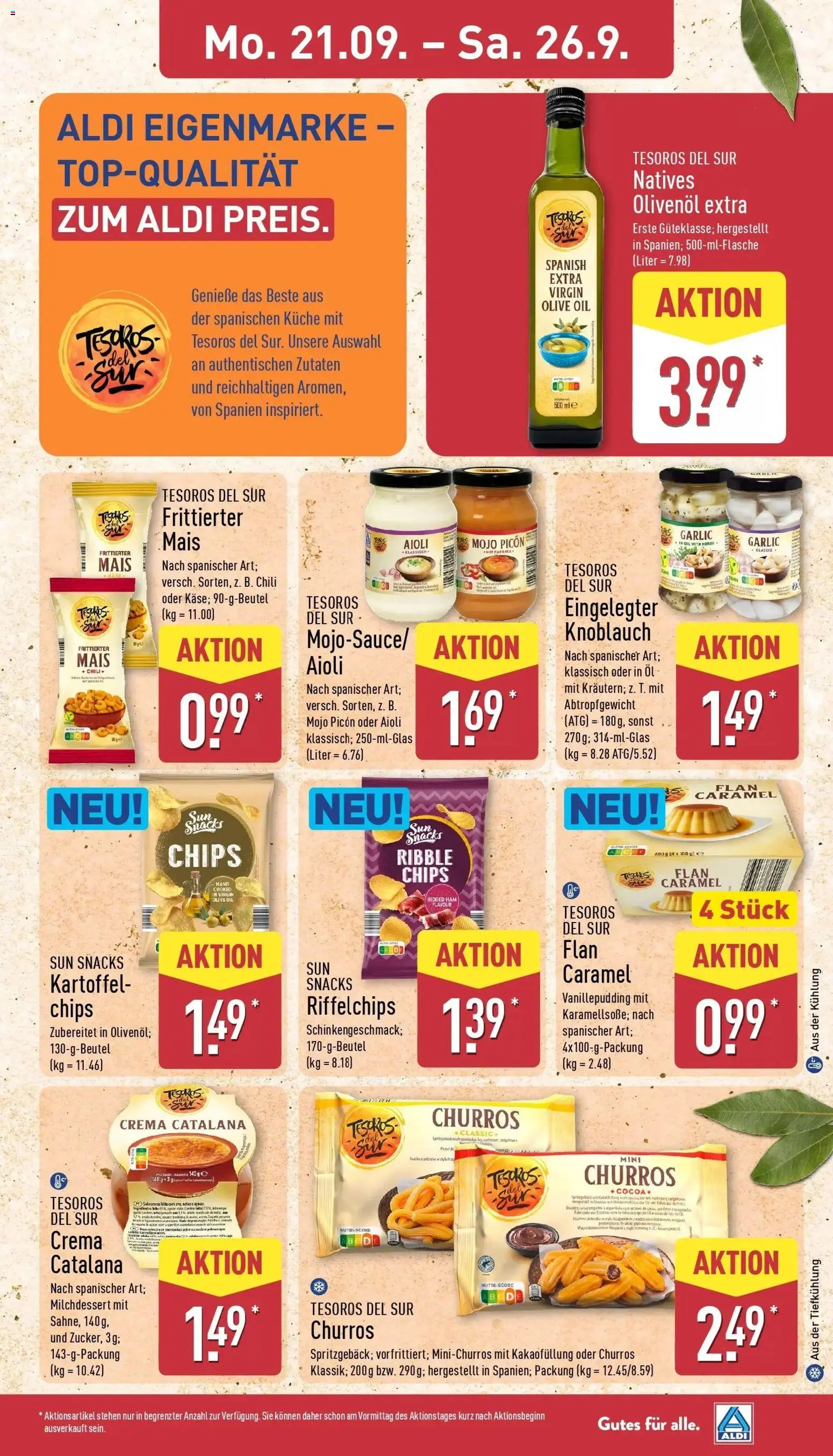 Aldi Aktueller Prospekt (ab 21.09.2026) » Angebote Online | Seite: 11 | Produkte: Mais, Olivenol, Paprika, Chips