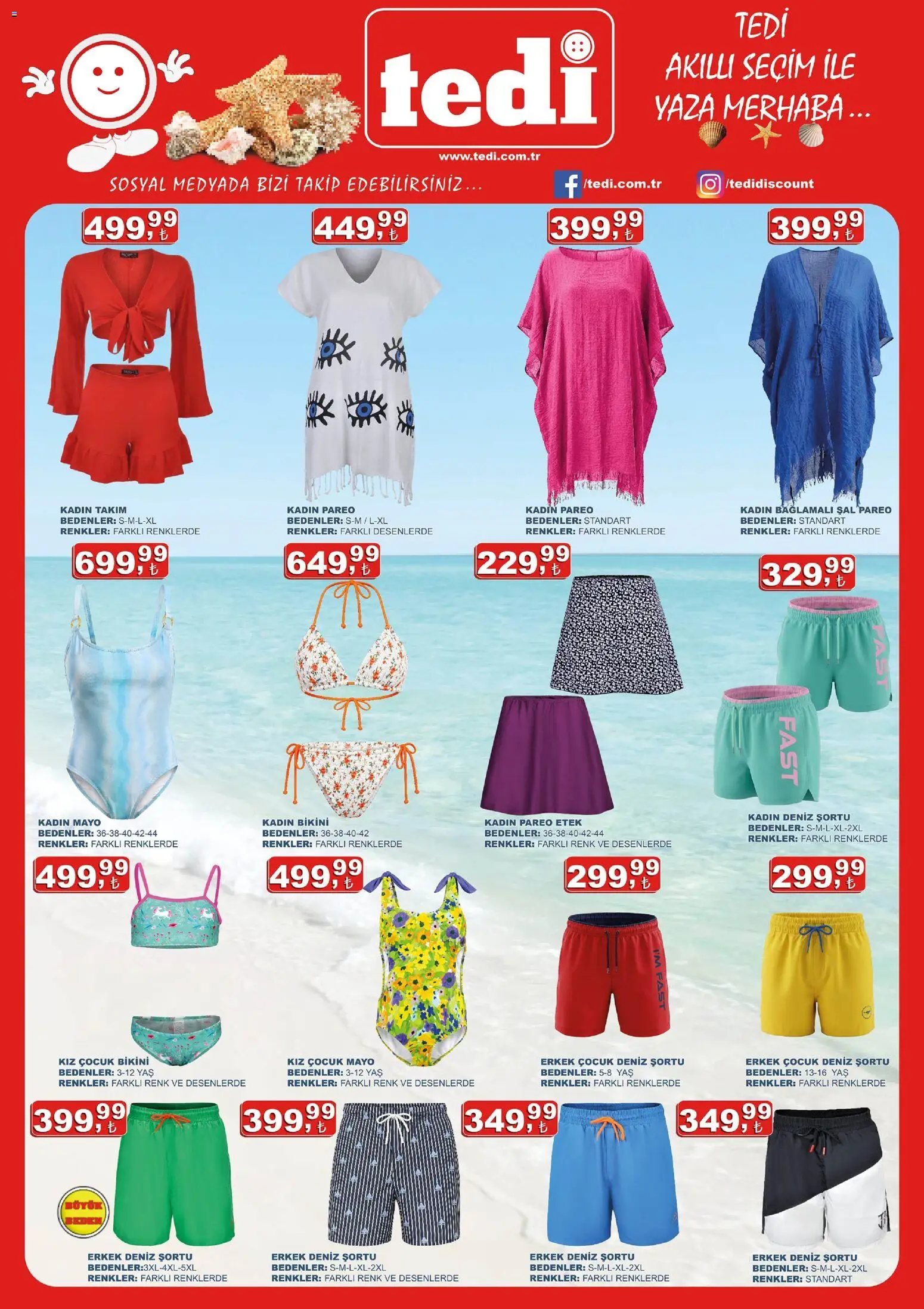Tedi  Katalog - 03.06.2026 tarihinden itibaren geçerlidir | Sayfa: 1 | Ürünler: Etek, Mayo, Şal