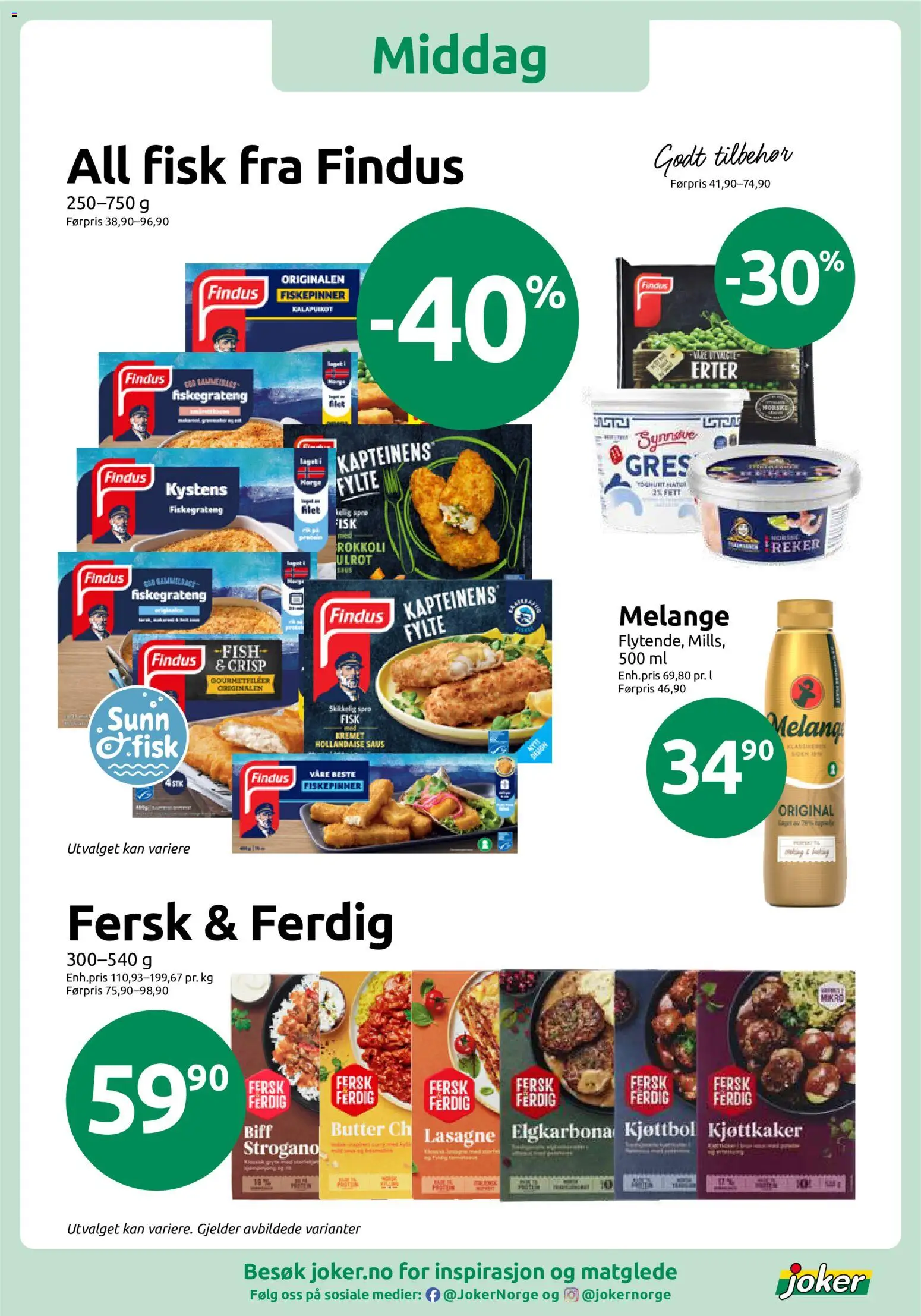 {H1} | Side: 7 | Produkter: Melange, Fiskegrateng, Kjøttkaker, Erter