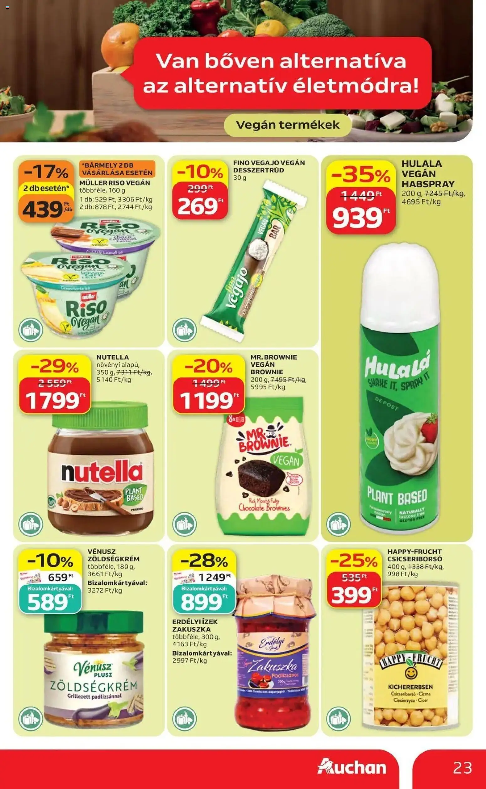 Auchan akciós újság Szolnok - 2026.10.01. -tól/töl > akció, lapozható szórólap 🛍️ | Oldal: 23 | Termékek: Torta, Vegán termékek, Müller, Csicseriborsó